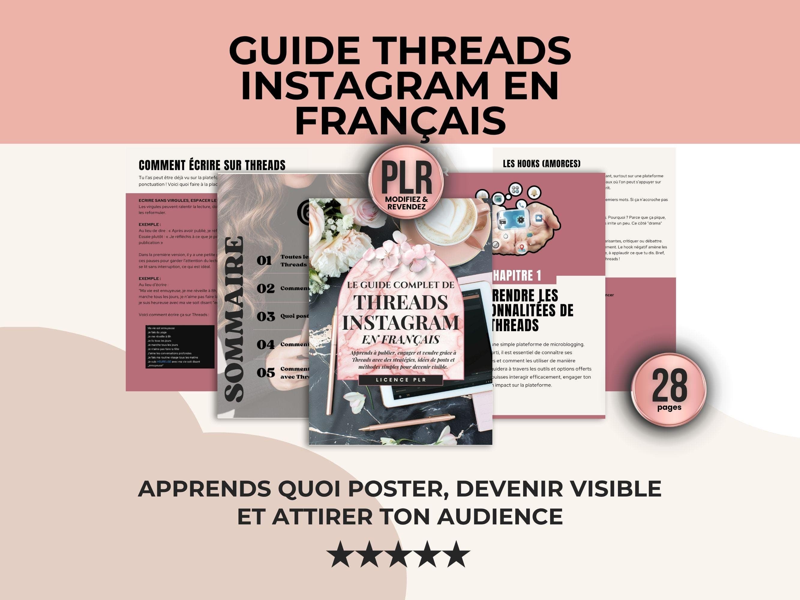Guide Threads Instagram en Français | Apprends à utiliser Threads pour créer du contenu, attirer ton audience et vendre, licence PLR