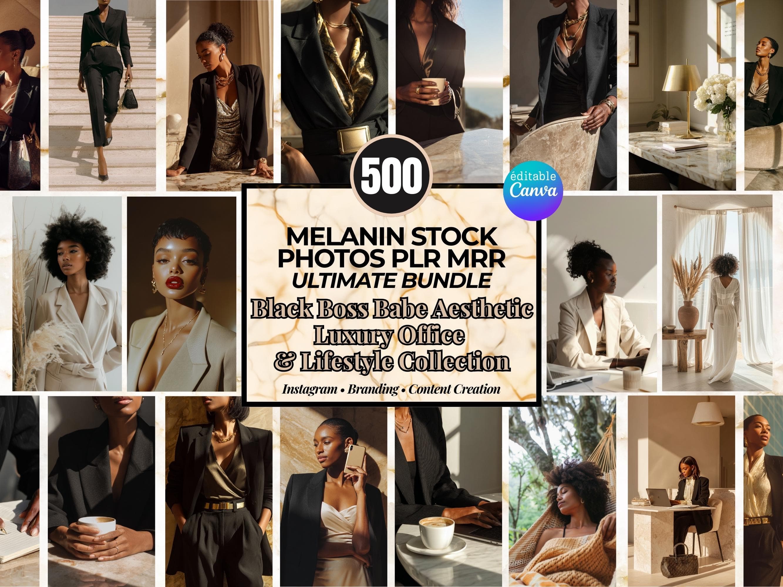 Luxury melanin photos PLR MRR, 500+   faceless Images bundle | black girl instagram, black woman girl boss, couverture de réel instagram