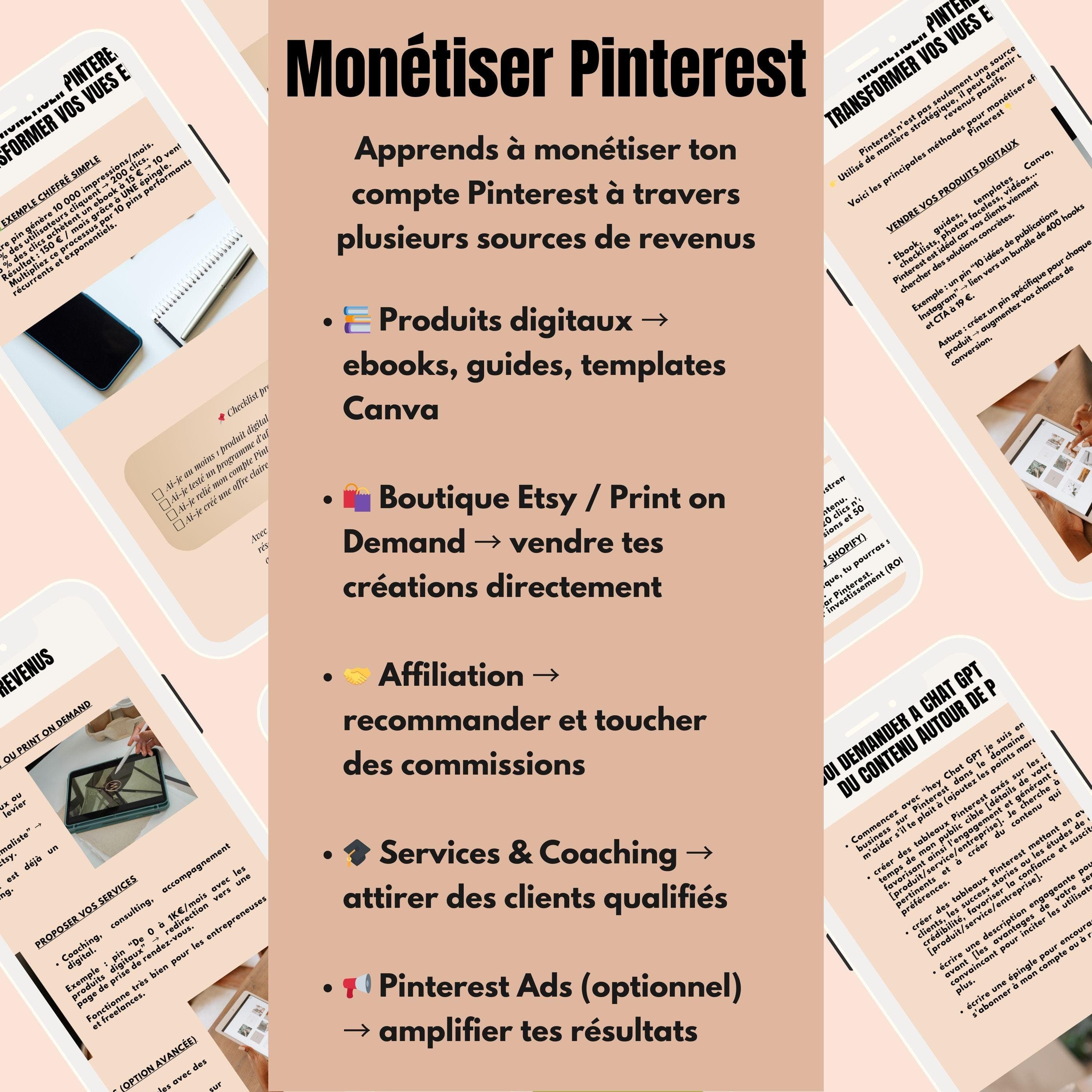 Check-list Pinterest incluse dans ebook PLR français – étapes pas à pas pour créer un tunnel de conversion Pinterest et générer des ventes.