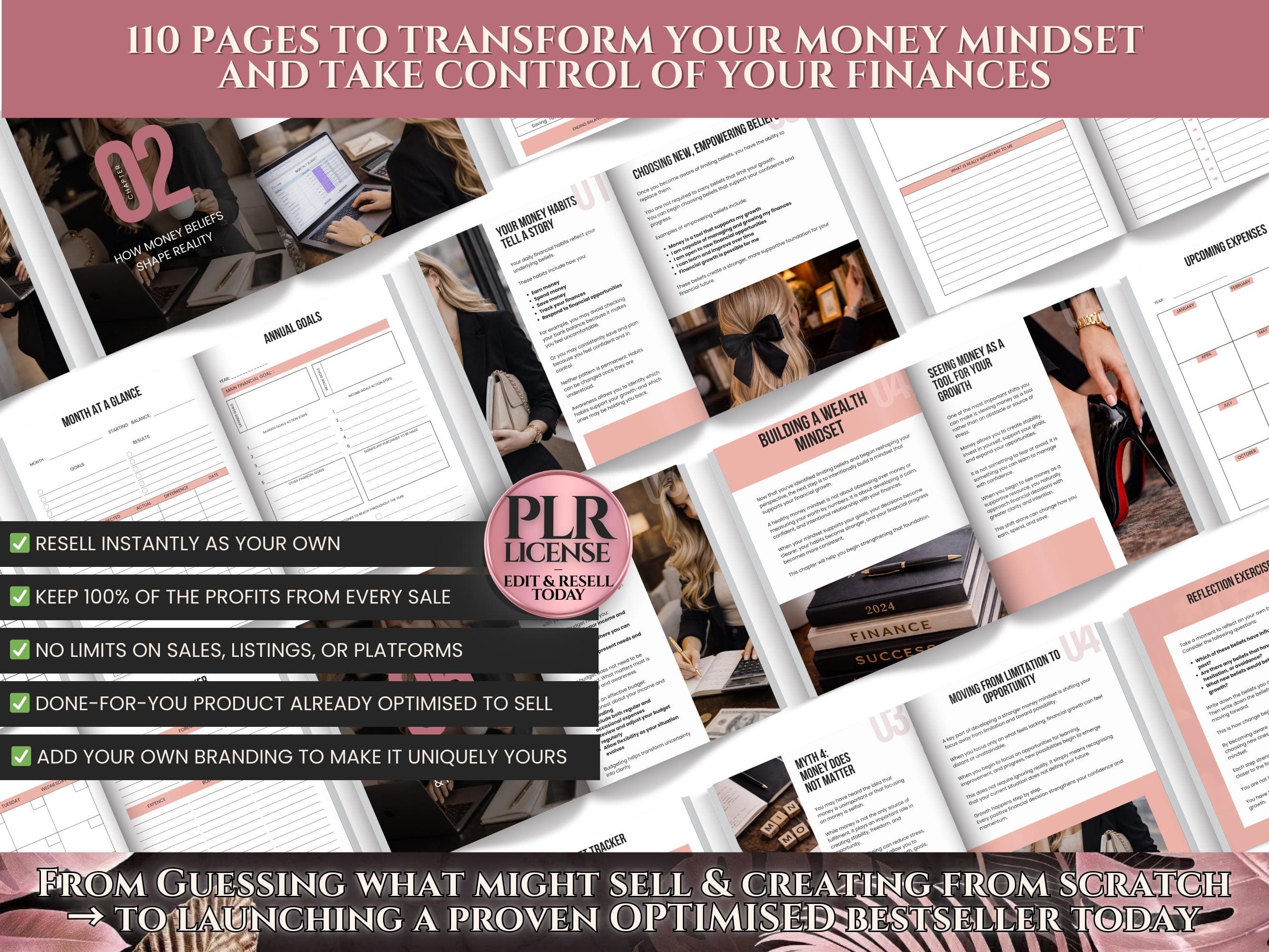 Wealth vision board planner printable kit with structured goal mapping and abundance planning