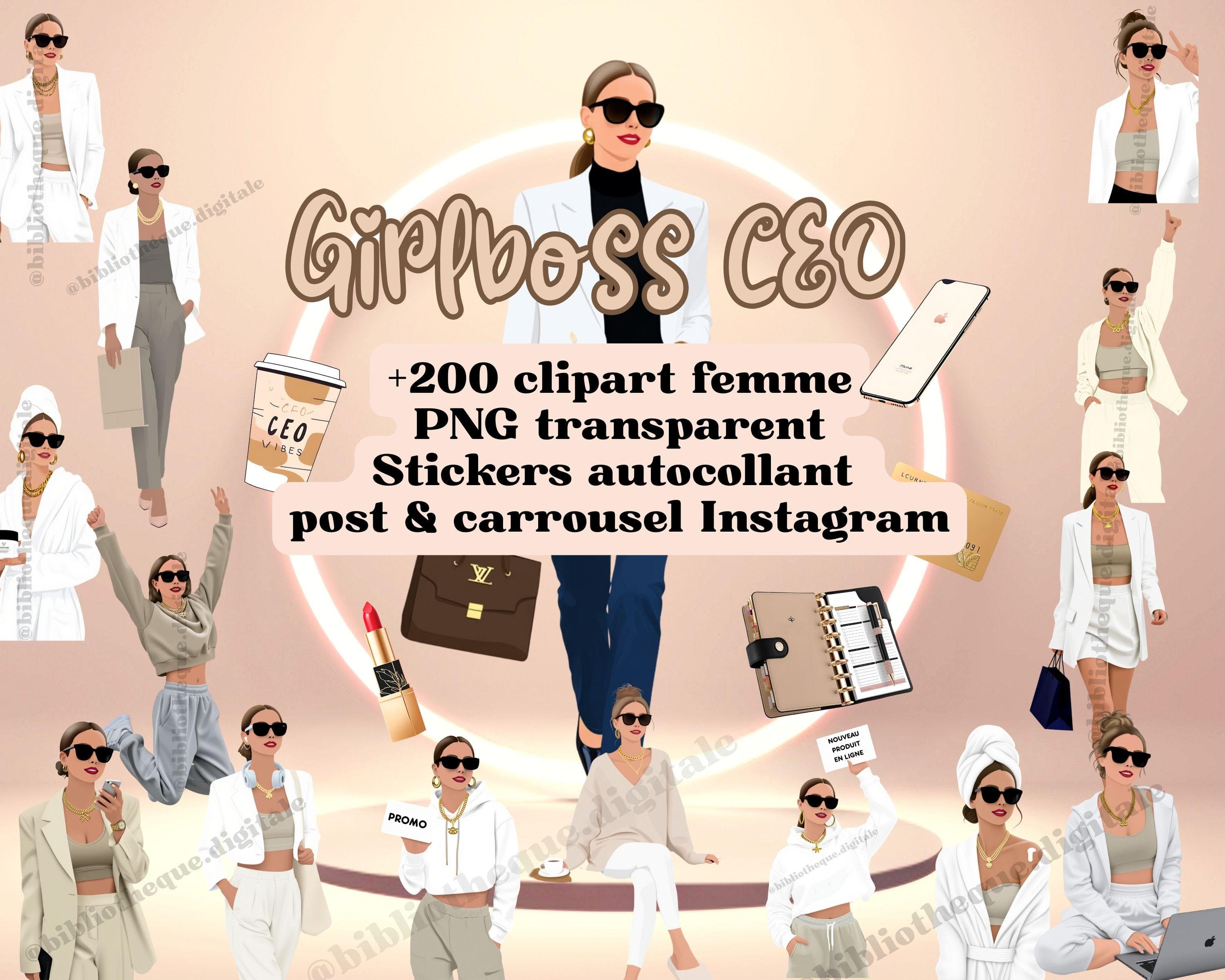 Moodboard Stickers PNG for Digital Planner | Boss Babe Aesthetic Clipart for GoodNotes & Planner, CEO clipart
