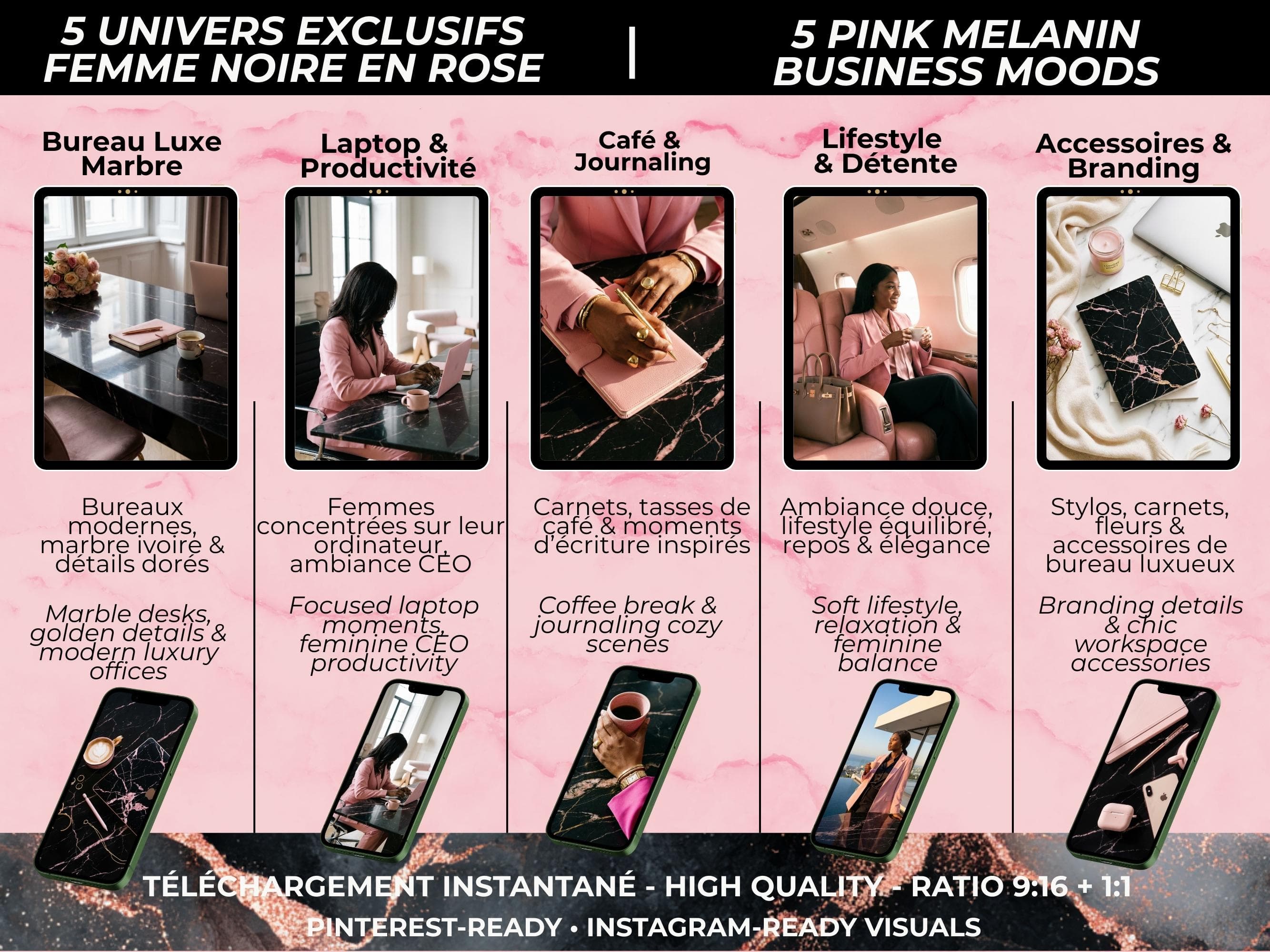 Faceless melanin business photos for Instagram reels covers and social media
