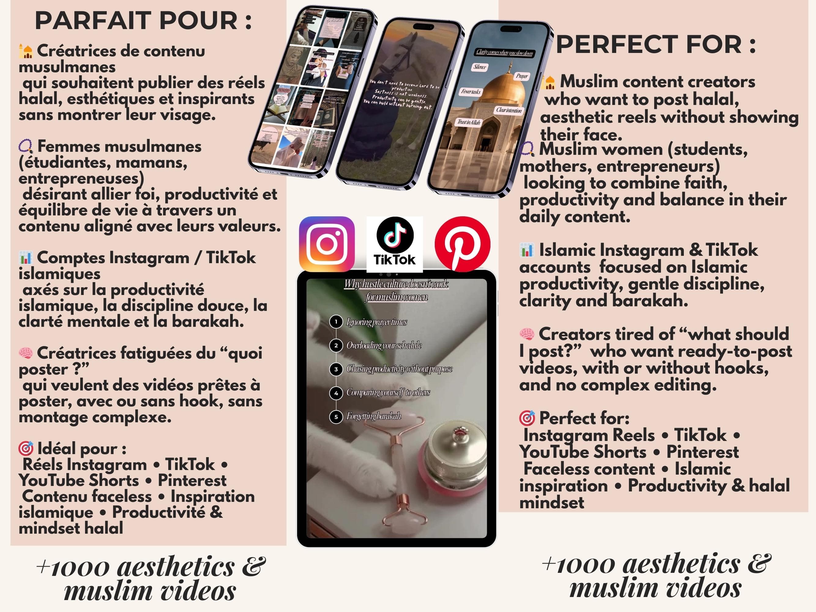 Islamic reels for Muslim content creators entrepreneurs and women sharing faith productivity and lifestyle content