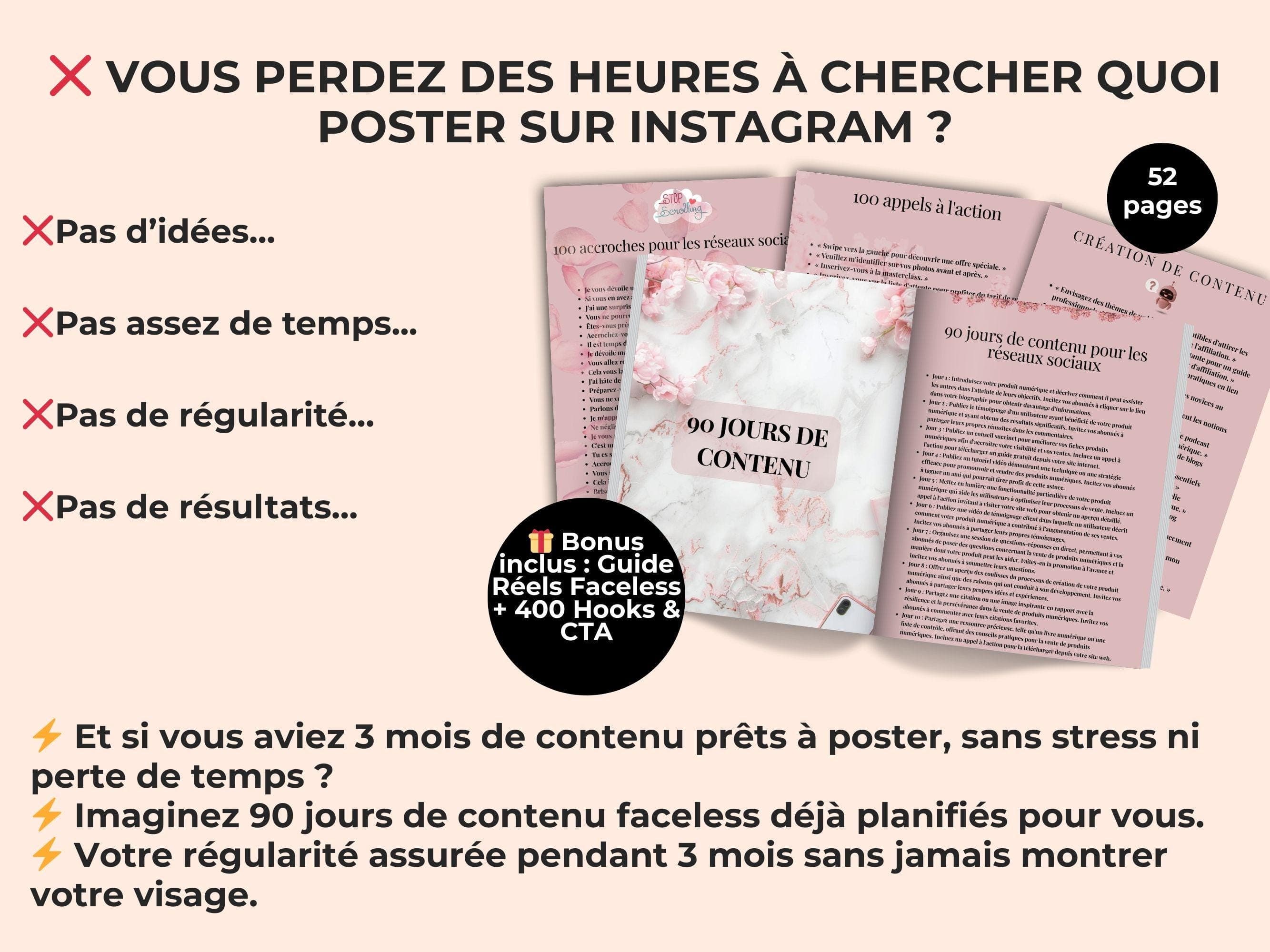 Visuel calendrier Instagram rempli sur 3 mois, gagnez du temps et attirez une audience qualifiée avec vos posts.