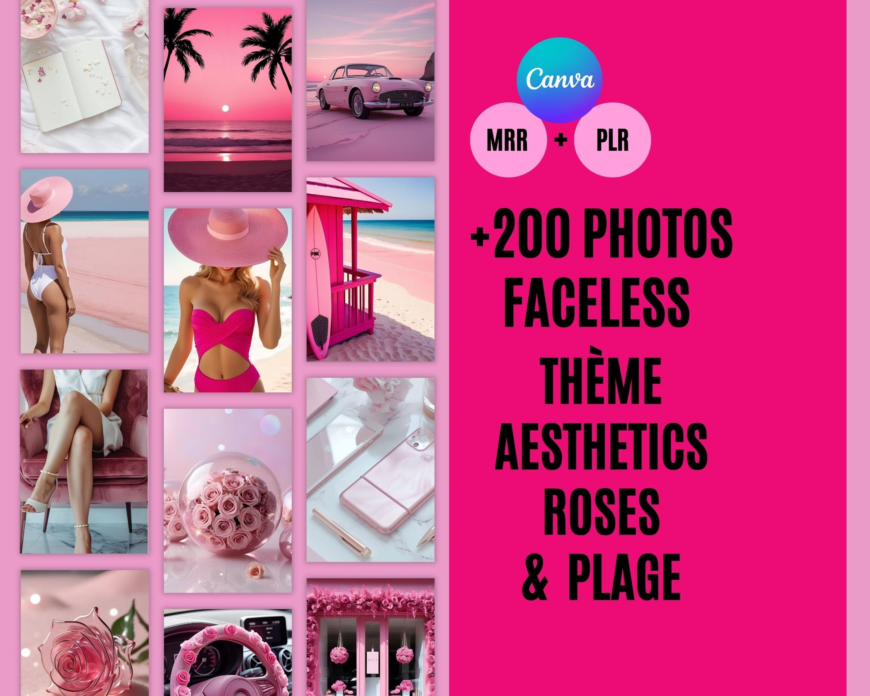 200 photos faceless rose aesthetic féminine pour Instagram stories et contenu digital