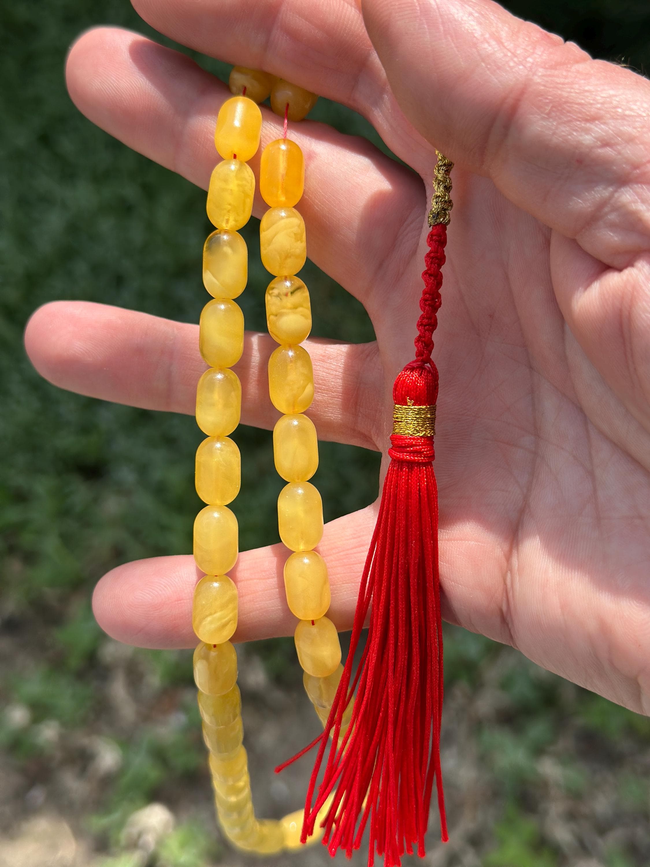 Natural Baltic Amber Prayer Rosary, 45 Barrel shape Beads, 28g Rosary, Tesbih, subha, tasbih, misbaha, kehribar, pure amber, muslim beads - image 5