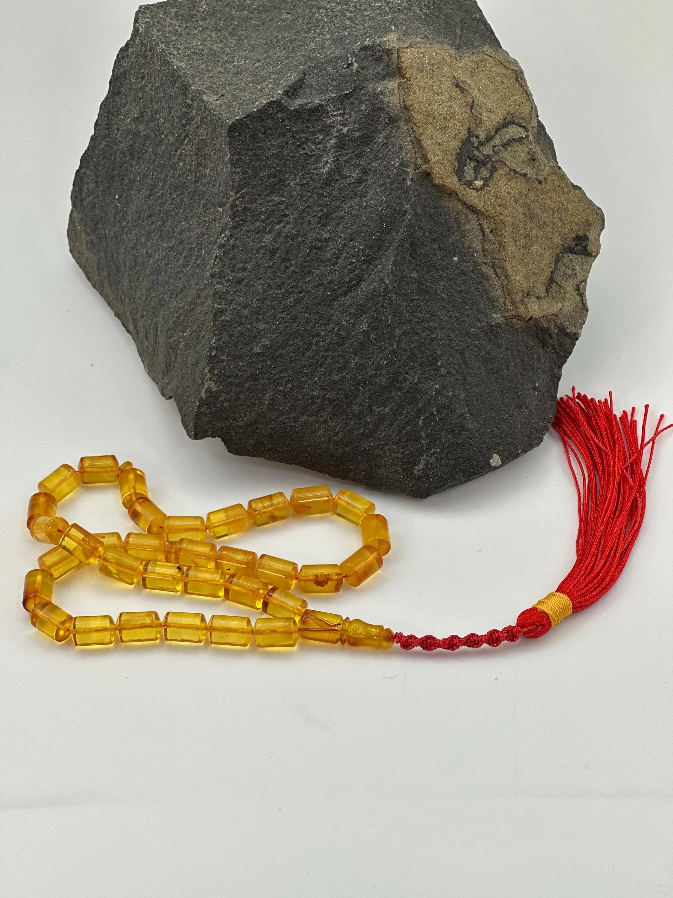 Natural Baltic Amber Prayer Rosary 35 Honey Color Beads, 17.3g pure amber, Muslim Prayer Beads, Pure Amber, muslim beads - image 4