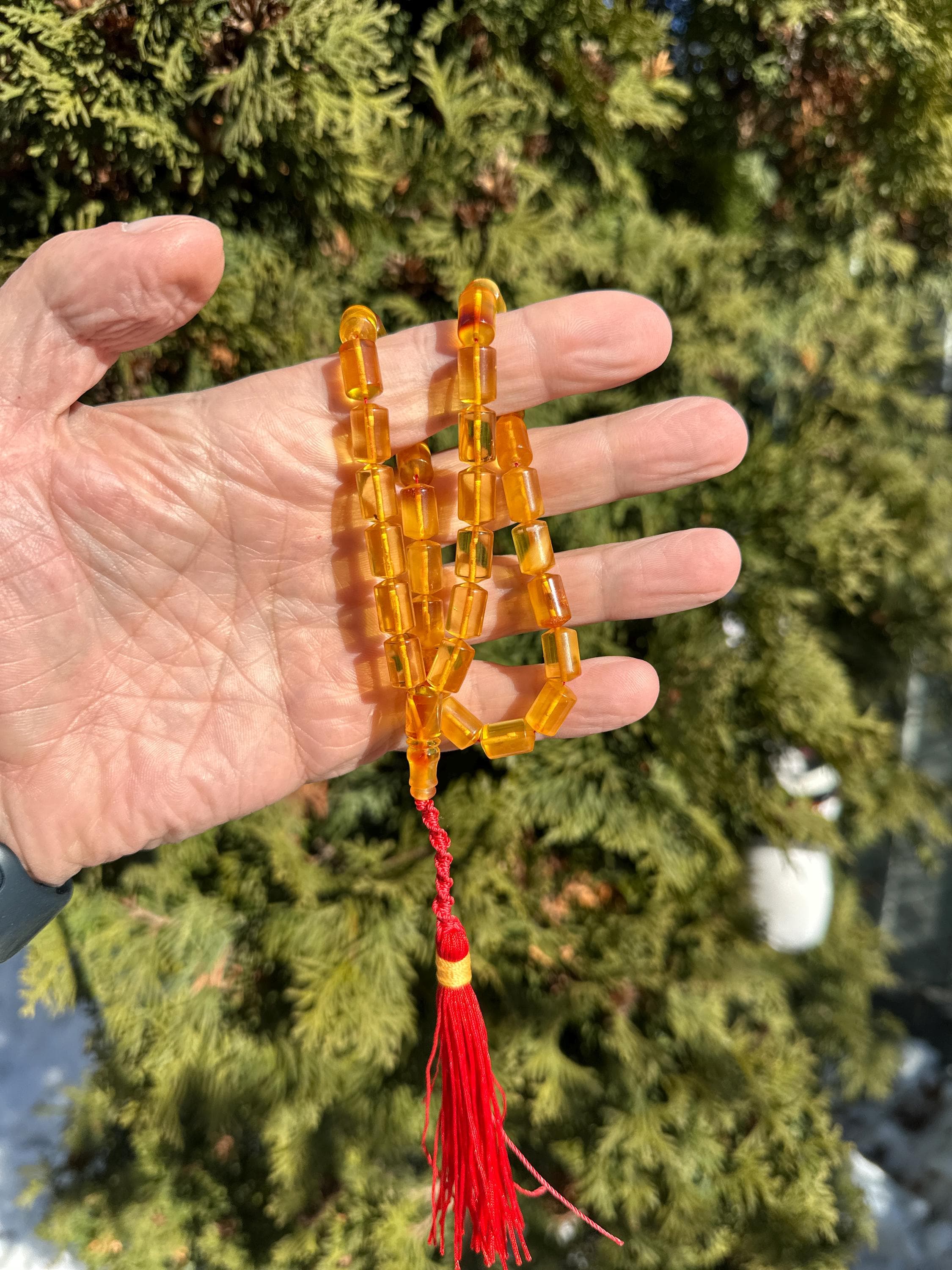 Natural Baltic Amber Prayer Rosary 35 Honey Color Beads, 17.3g pure amber, Muslim Prayer Beads, Pure Amber, muslim beads - image 2