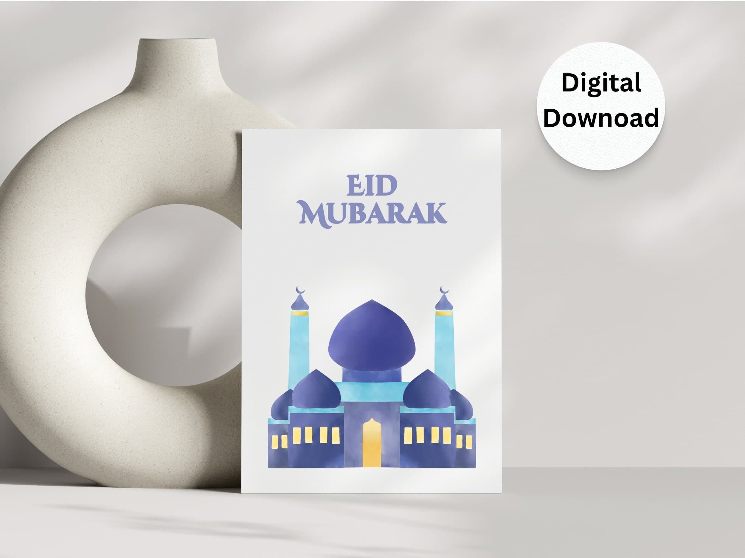 Printable Eid Mubarak Card, Islamic Greeting Card, Ramadan Kareem, Eid Al-Fitr, Eid Al-Adha, Muslim Holiday, Watercolor Eid Card Bundle - image 5