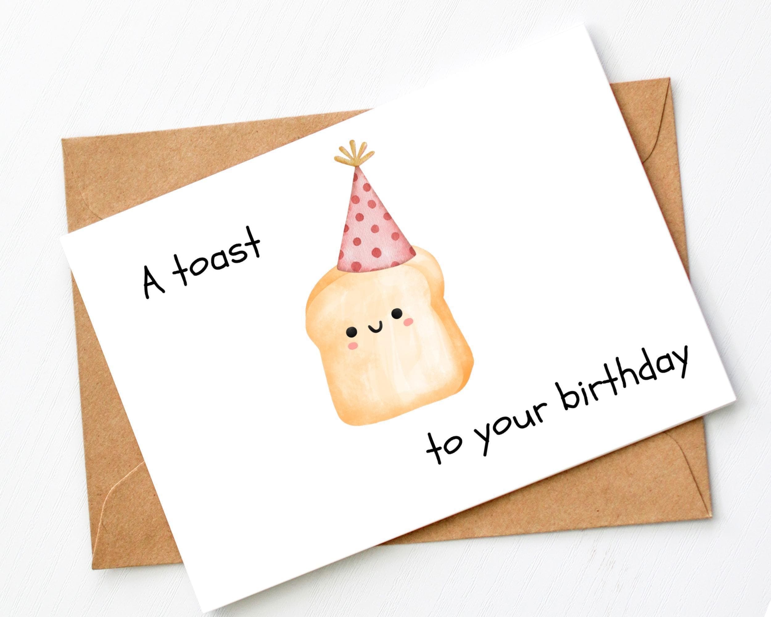 Cute Toast Birthday Card Printable, Funny Birthday Card, Kawaii Food Card, A Toast to Your Birthday,Instant Download,Printable Birthday Card - image 4