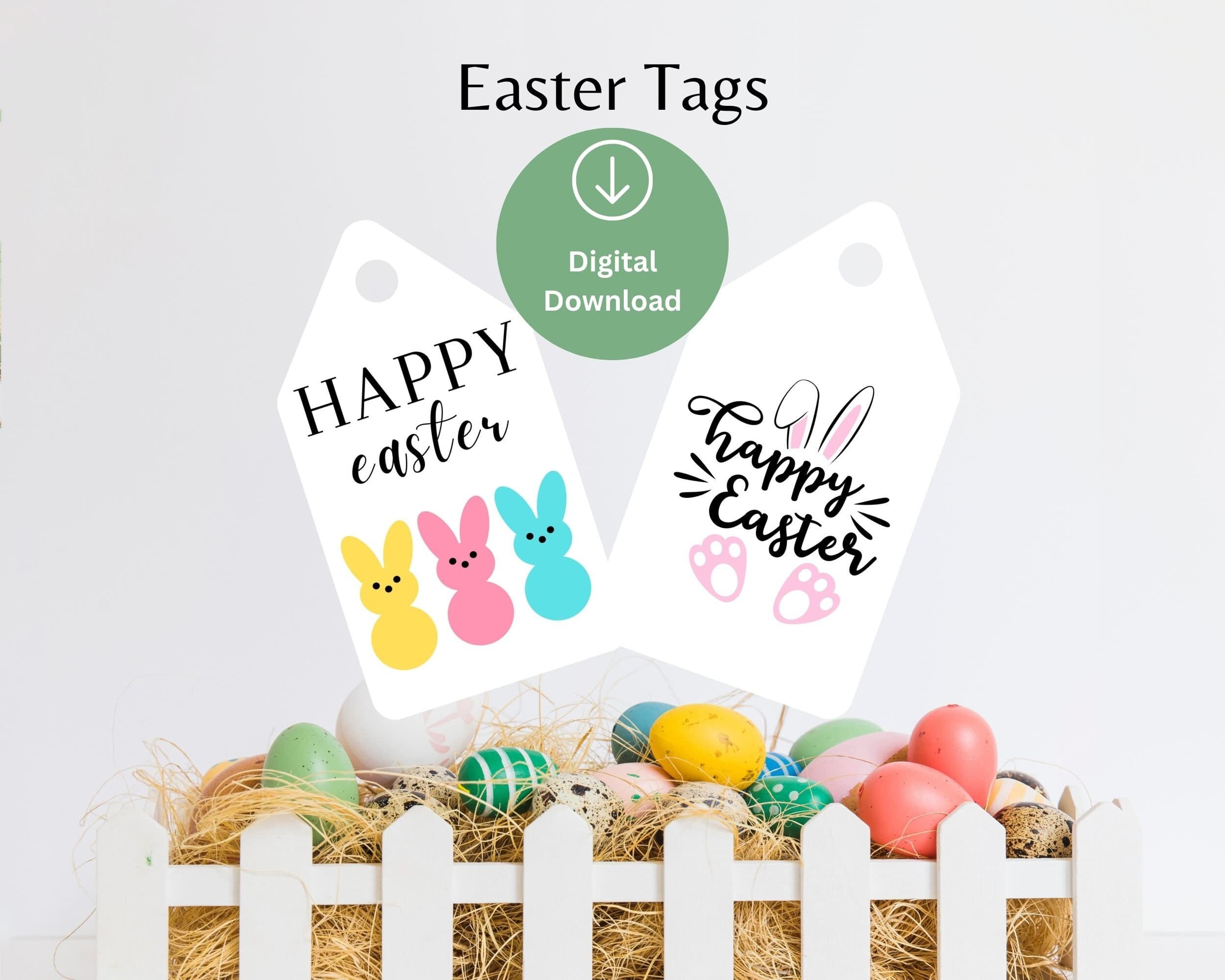 Easter Gift Tags, Basket Tags for Easter, Printable PDF Instant Download, Happy Easter tag, Printable Easter basket tags, Easter Bunny Tags