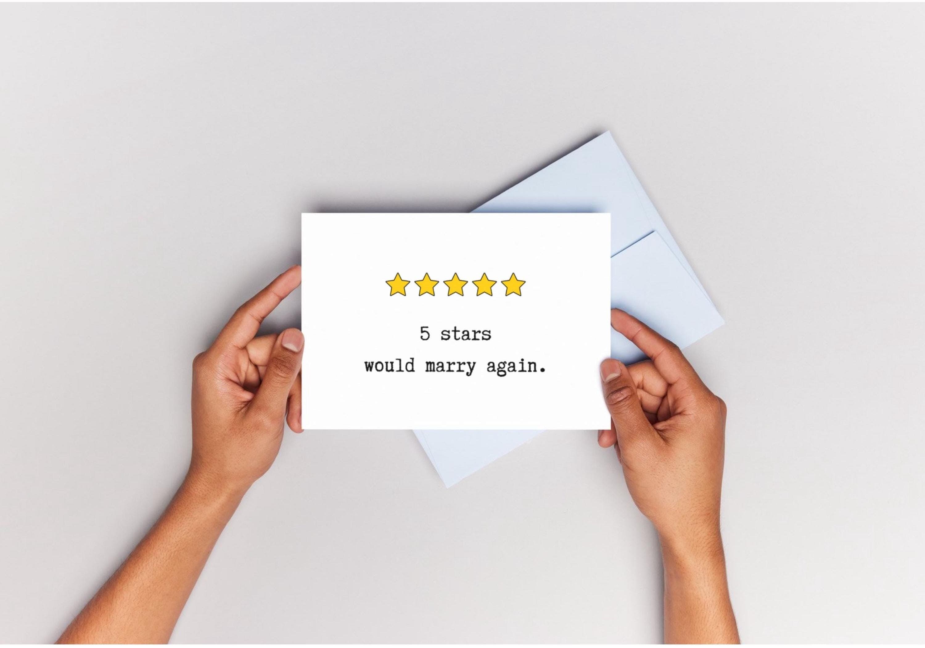 Funny anniversary card for husband/wife, printable greeting card, anniversary gift, 5 stars would marry again, valentines card for him/her - image 4