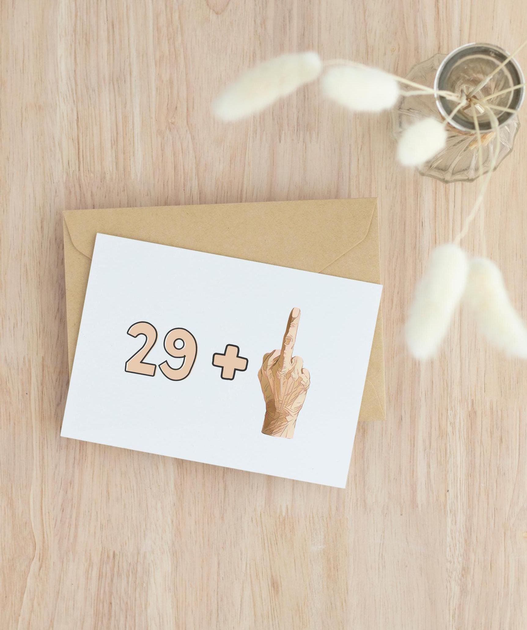 Funny 30th Birthday Card, Birthday Card Printable,29 Plus Middle Finger Joke Card,Adult Humor Greeting Card,Instant Download,Card for friend - image 3