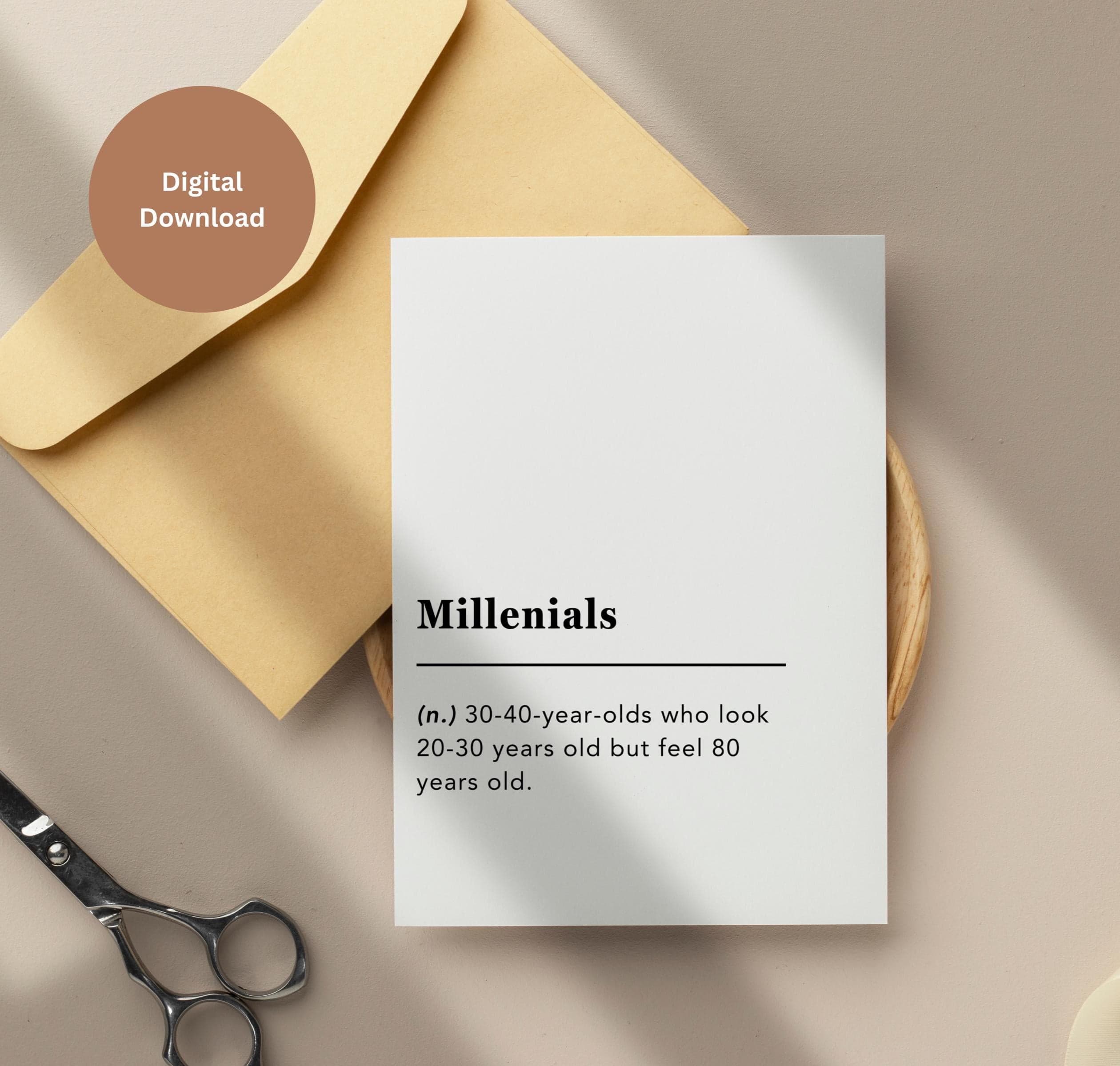 Millenials Birthday Card, Funny Millenials Gift, Millenials Definition Card, Birthday Card for him/her, Dark Humor Greeting, Sarcastic Card - image 4