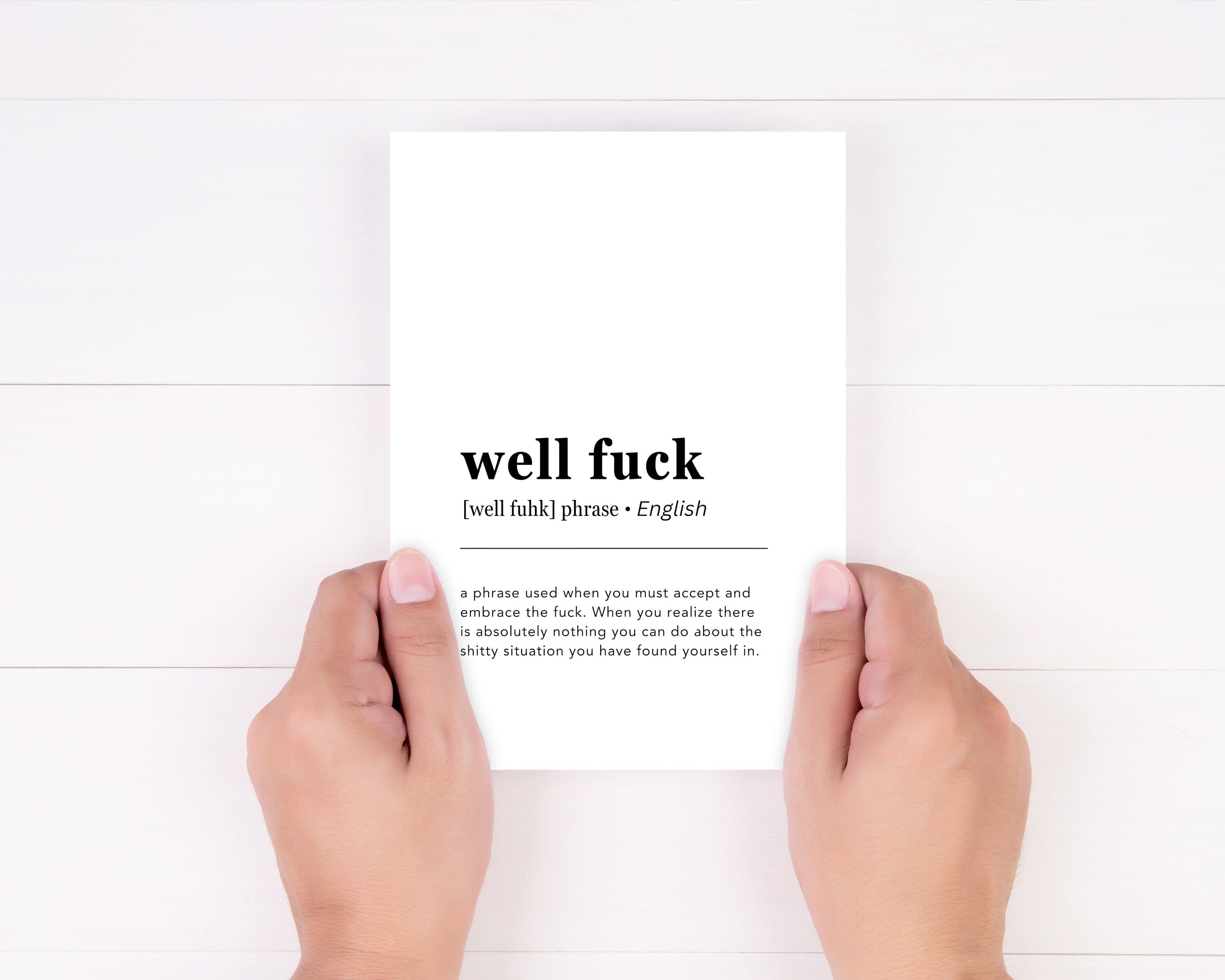Well Fuck Definition Card,Sympathy/Empathy Card,Dark Humor Card,Get Well Soon,Printable 5x7 DIY Print & Cut Digital File,Funny Greeting Card - image 4