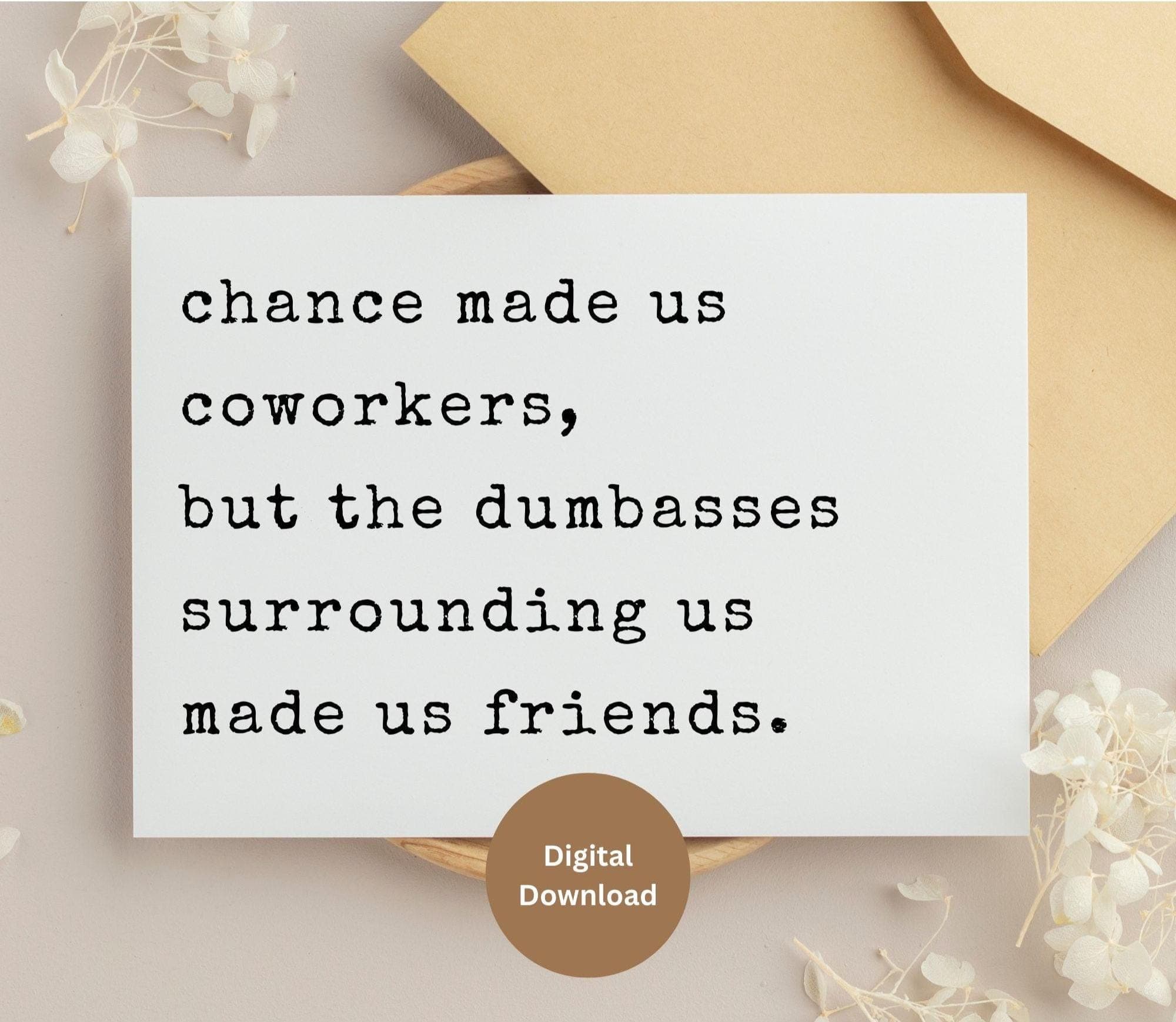 Funny coworker printable card, office humor greeting card, coworker birthday card, work bestie gift, sarcastic co-worker quote, digital card - image 5