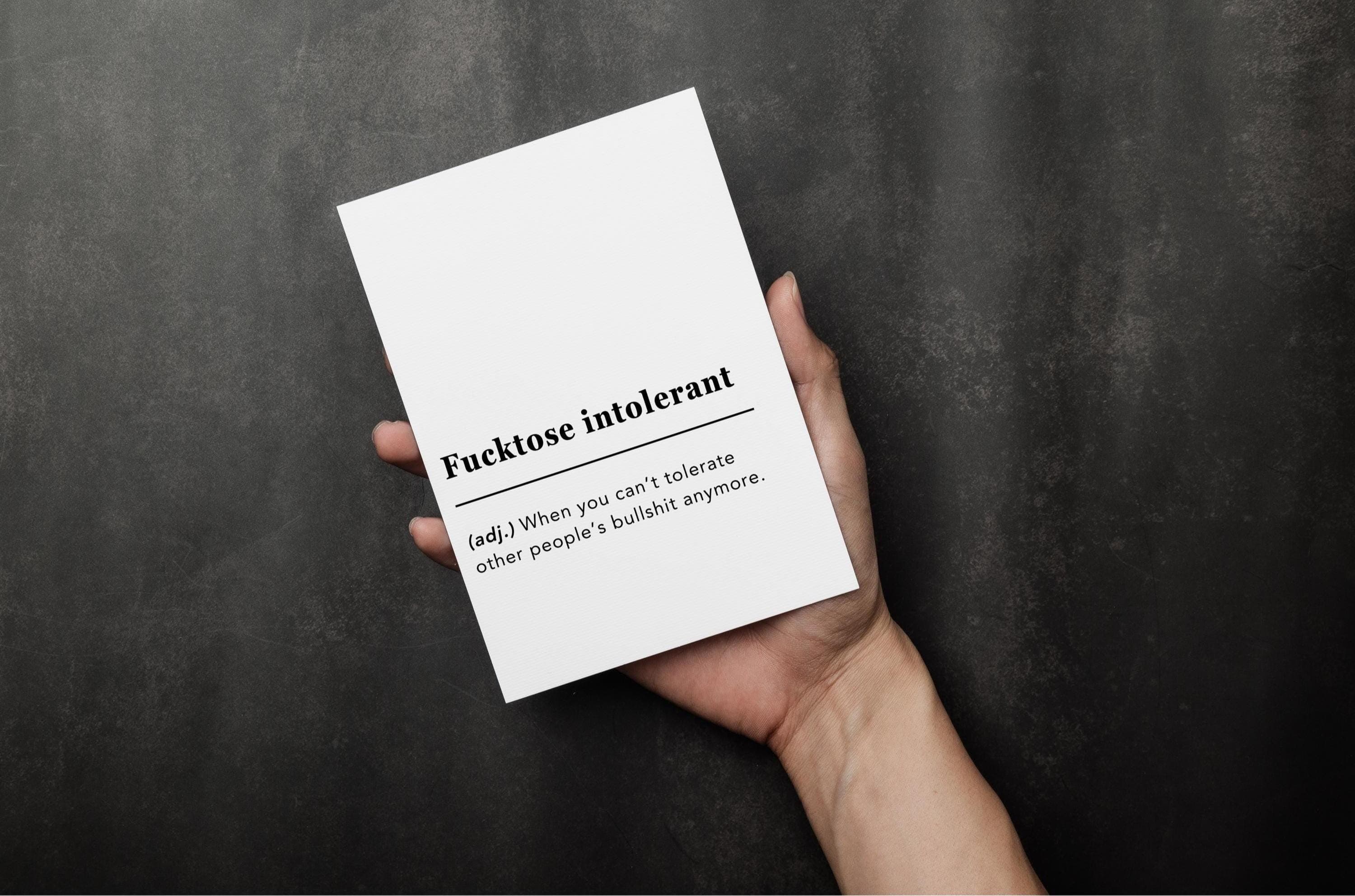 Funny greeting card, Fucktose intolerant, Snarky birthday card for her, him, Encouragement card, Co-worker leaving,Sympathy Empathy Card/PDF - image 5