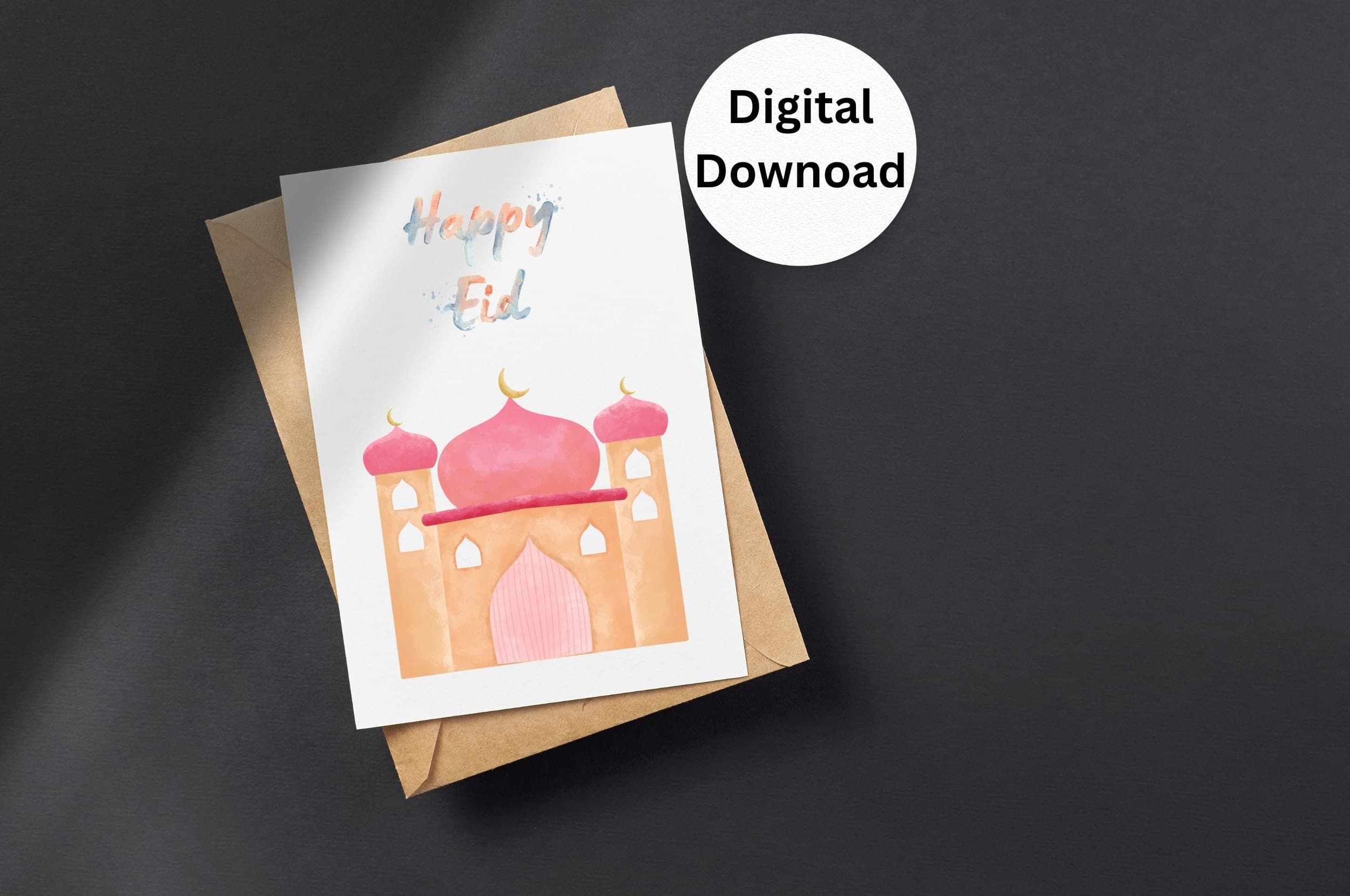 Printable Eid Mubarak Card, Islamic Greeting Card, Ramadan Kareem, Eid Al-Fitr, Eid Al-Adha, Muslim Holiday, Watercolor Eid Card Bundle - image 4