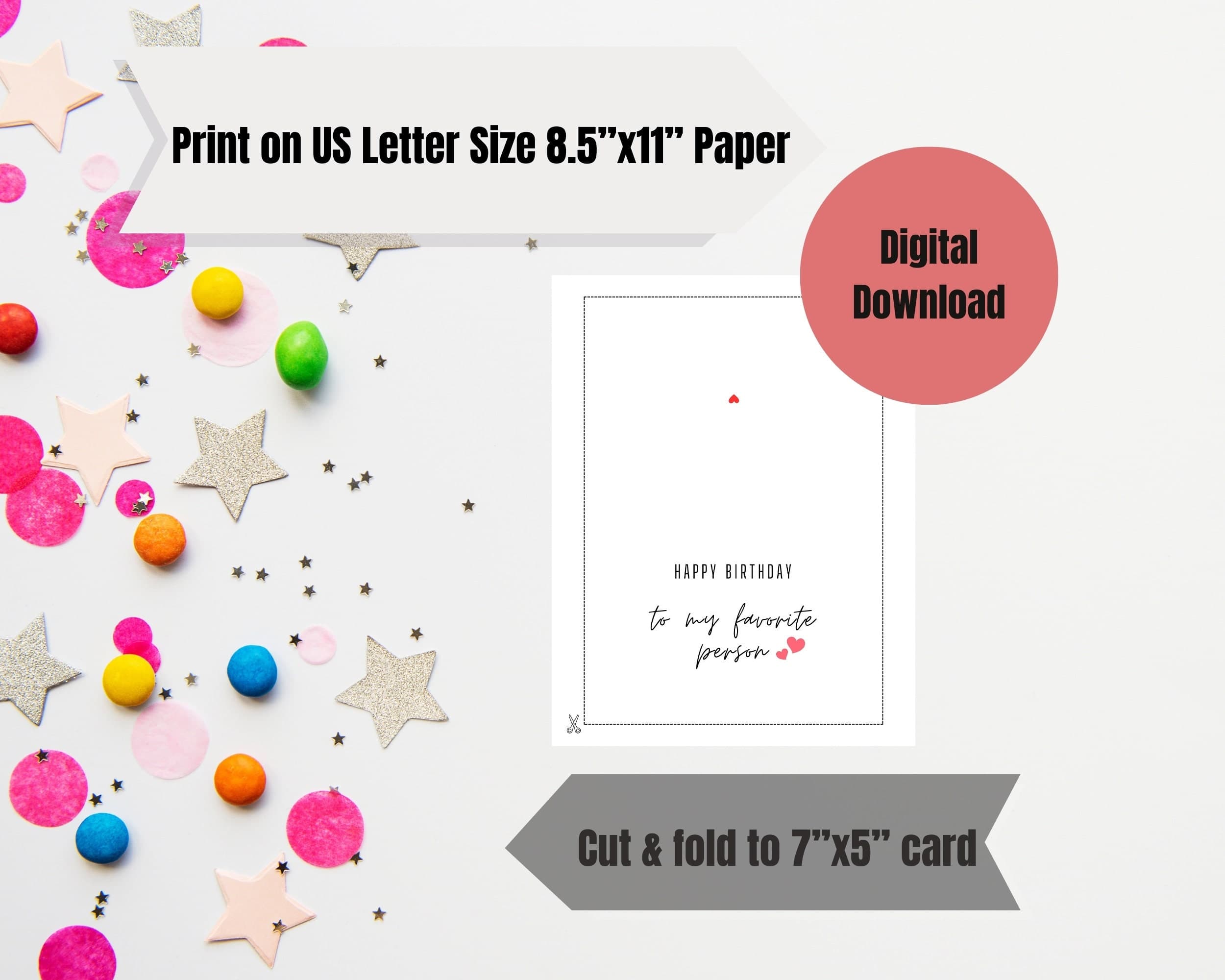 Happy Birthday To My Favorite Person, Birthday Card for Boyfriend,Girlfriend,Husband,Wife, Romantic Greeting Card, Minimalist Card, Digital - image 5