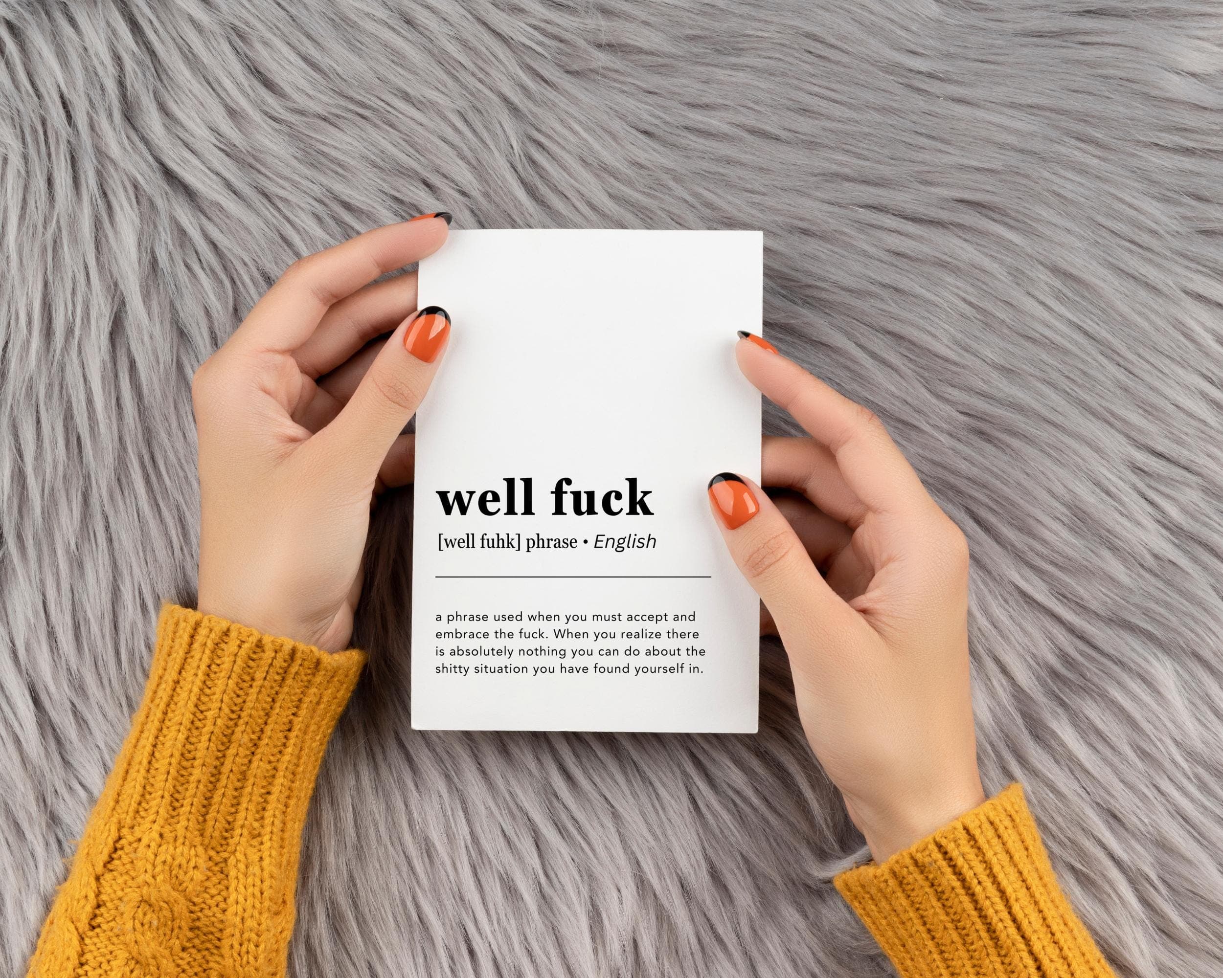 Well Fuck Definition Card,Sympathy/Empathy Card,Dark Humor Card,Get Well Soon,Printable 5x7 DIY Print & Cut Digital File,Funny Greeting Card