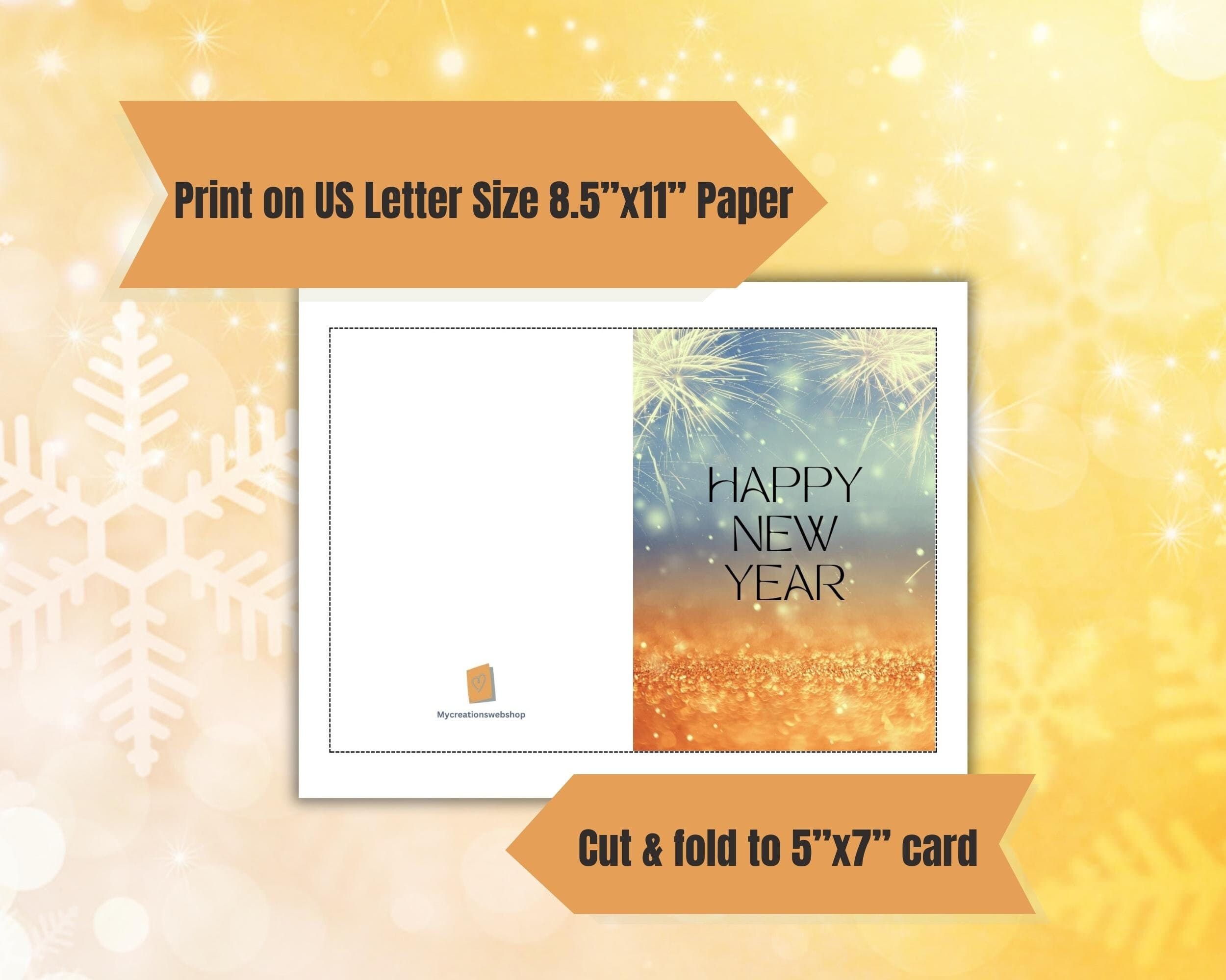 New Year Card,Fireworks new year card,Printable Happy New Year Card,Instant Download,New Years Eve Card,Printable Greeting Card,Digital File - image 3