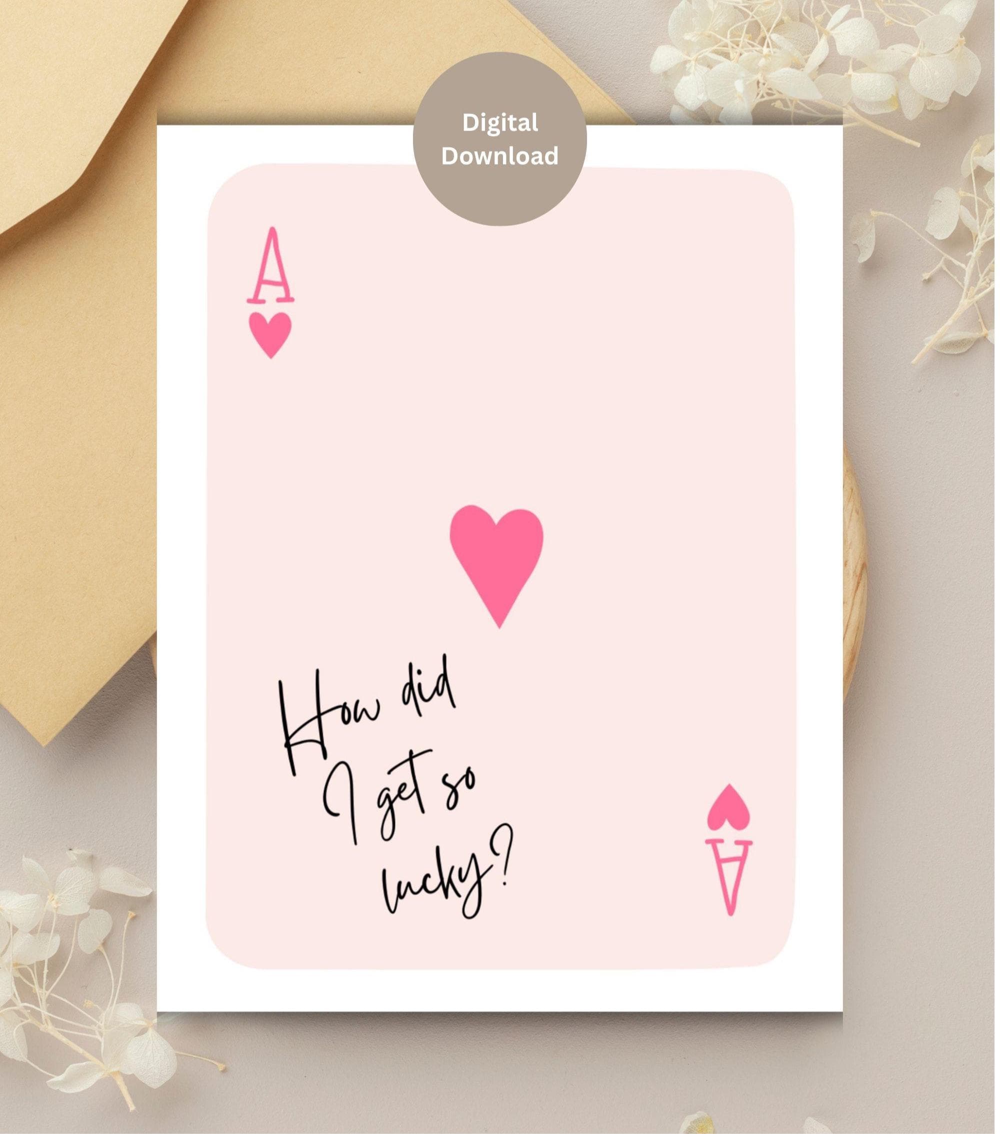 Ace of Hearts Greeting Card, Romantic Love Card, Valentines Day Printable Card, Cute Love Card, Anniversary, Card for Boyfriend/Girlfriend - image 4
