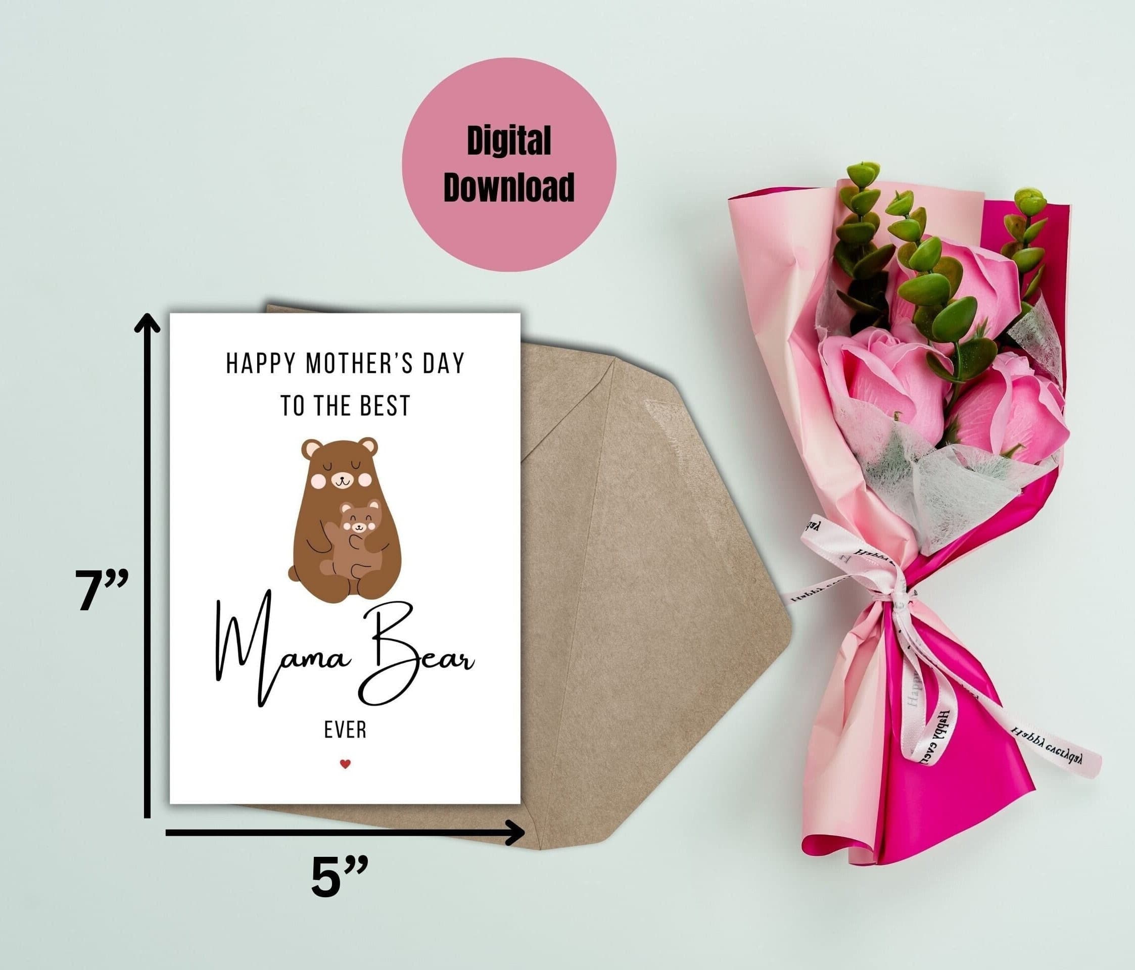 Happy Mother's Day Mama Bear Printable Card, Cute Mothers Day Card, Cute Mom and Baby Bear Card Template, Best Mom Instant Download PDF - image 4