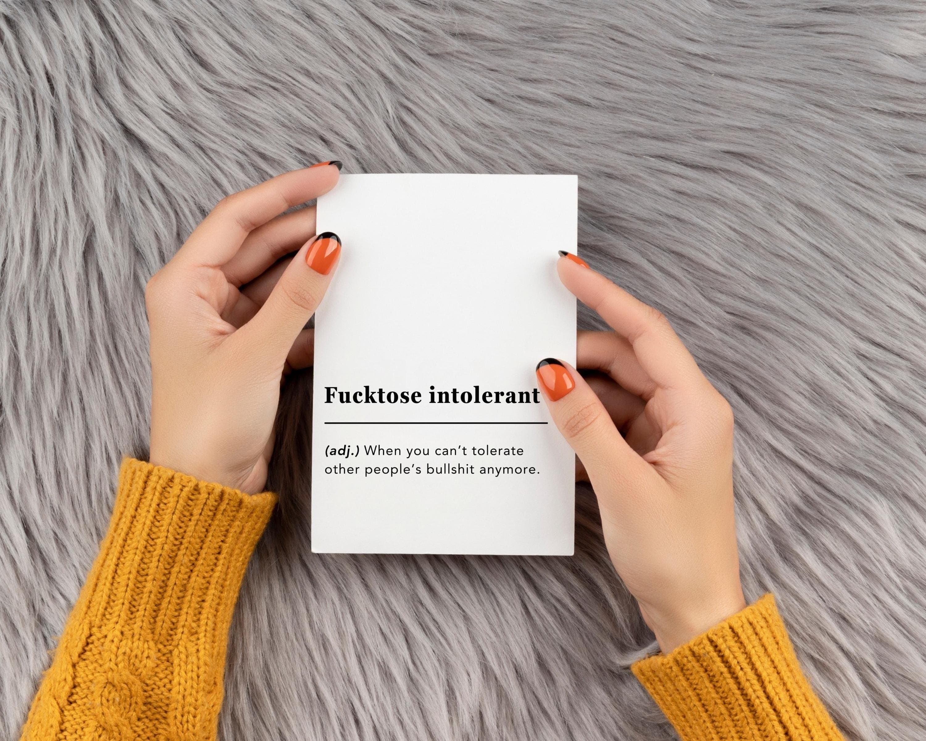 Funny greeting card, Fucktose intolerant, Snarky birthday card for her, him, Encouragement card, Co-worker leaving,Sympathy Empathy Card/PDF