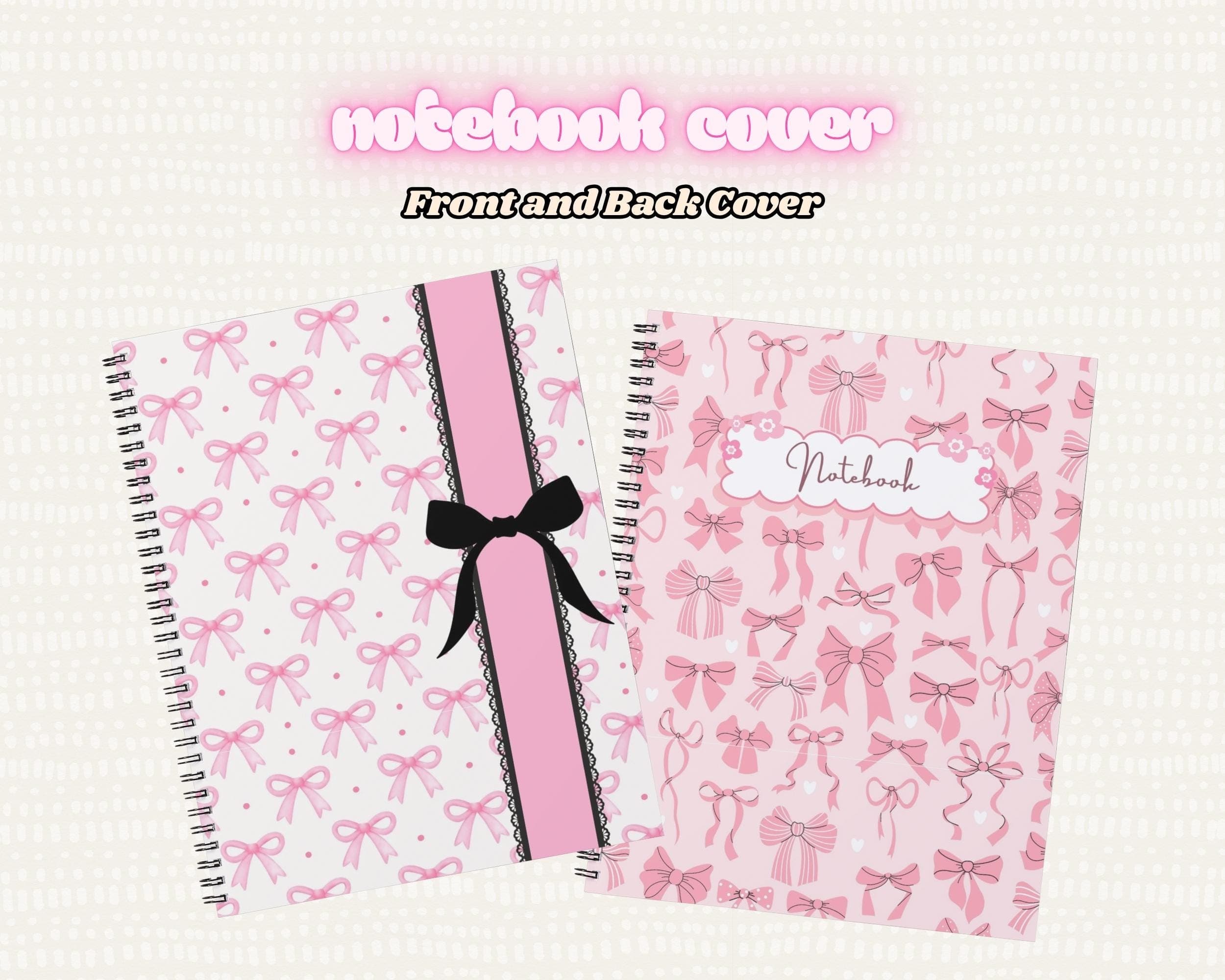 Coquette Notebook Printable, Ribbon Notebook Template, Digital Notebook, Coquette Notebook Cover, Ribbon Lace Notebook, Bow Journal Cover - image 5