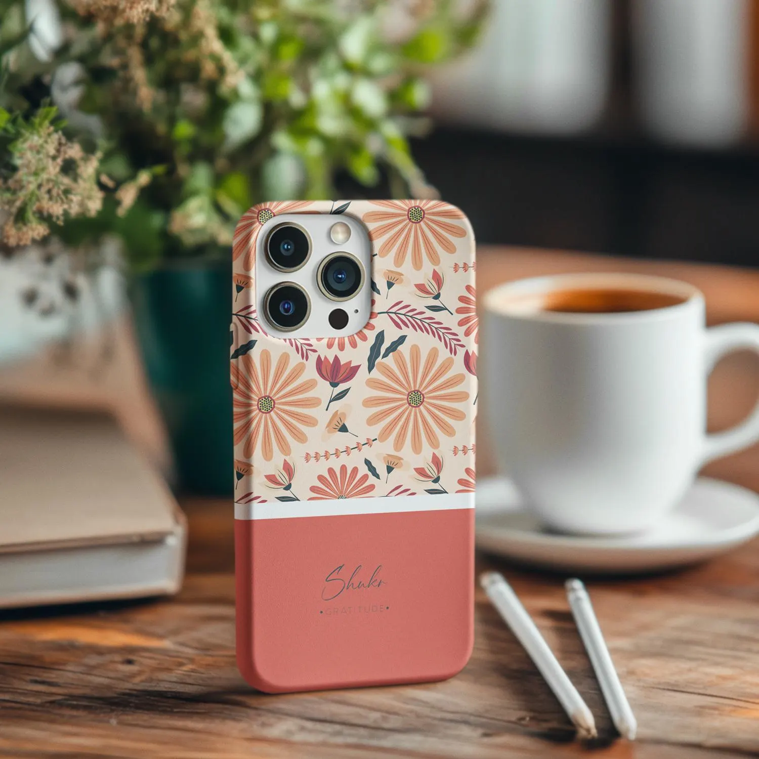 Floral Shukr Gratitude iPhone Case, Boho Daisy Cover - image 2