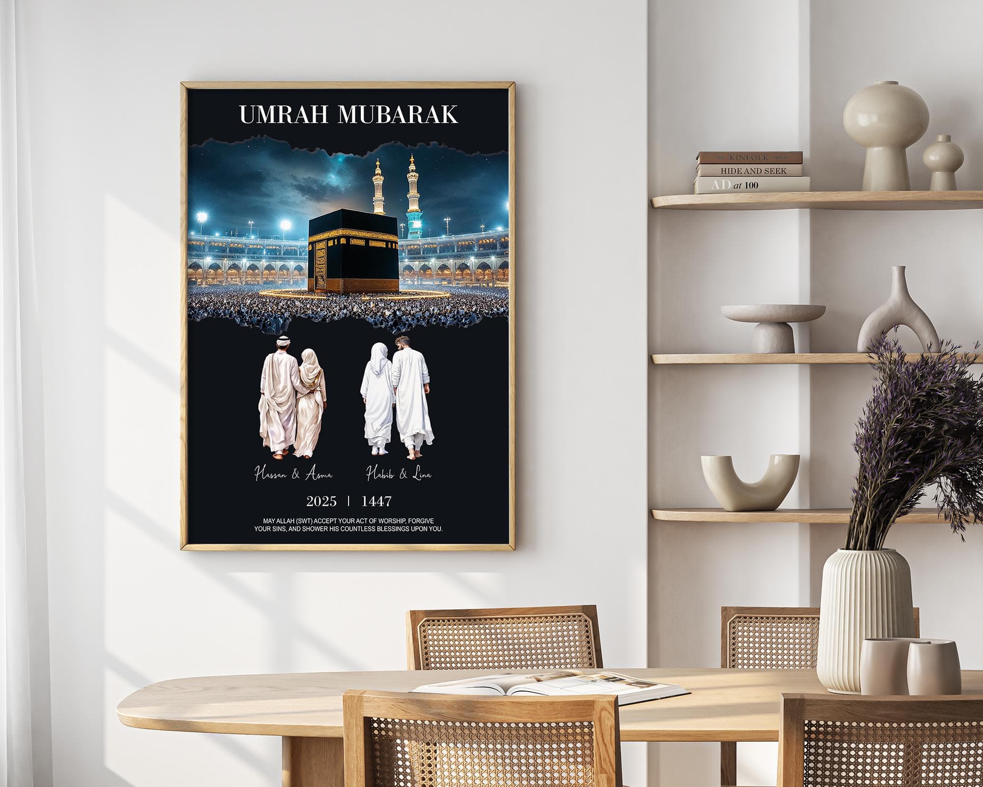 Umrah Mubarak Custom Digital Print, Islamic Calligraphy Art, Personalized Gift for Muslim Family - image 4