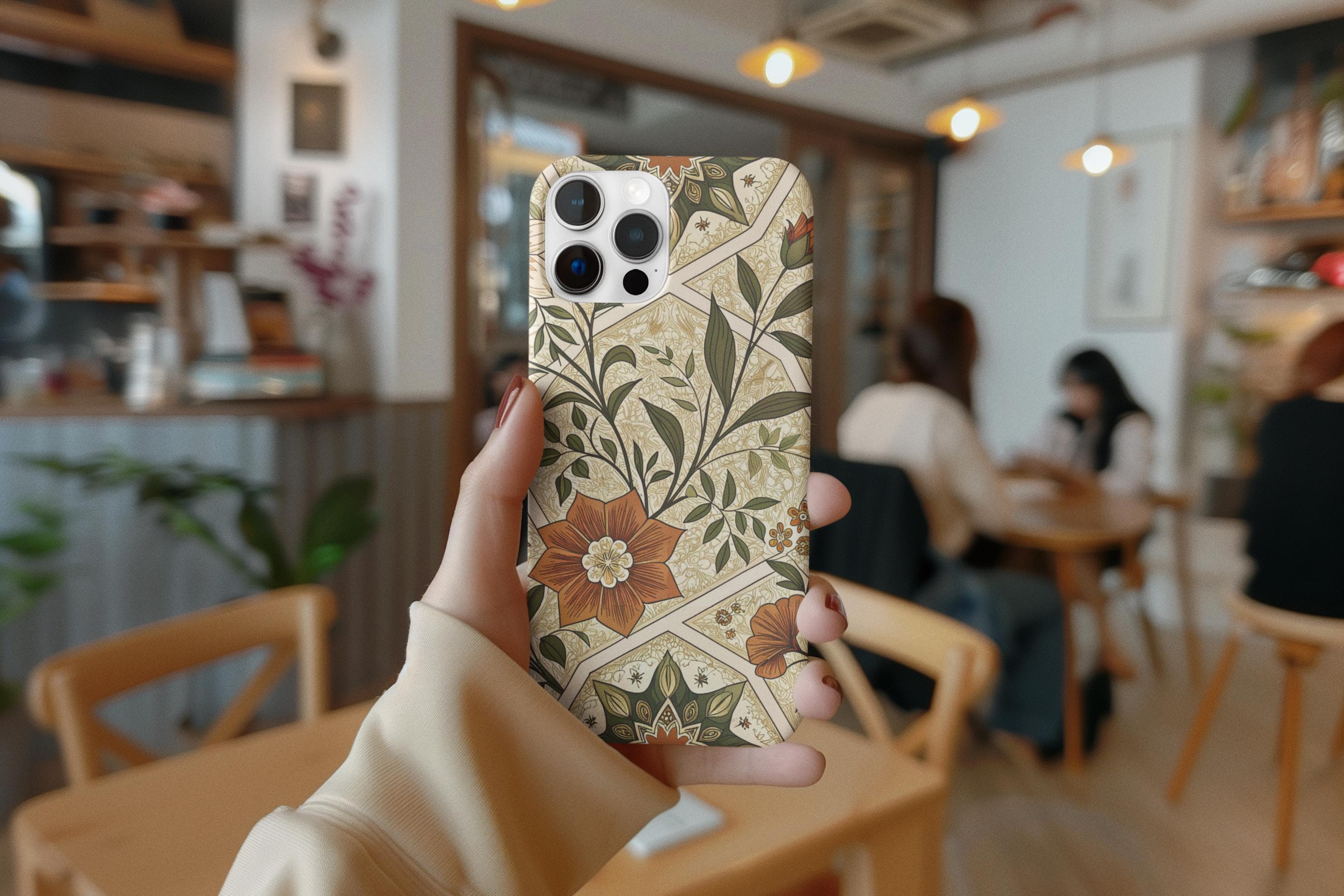 Islamic Floral Art Phone Case, Aesthetic Flower Motif, Durable Cover
