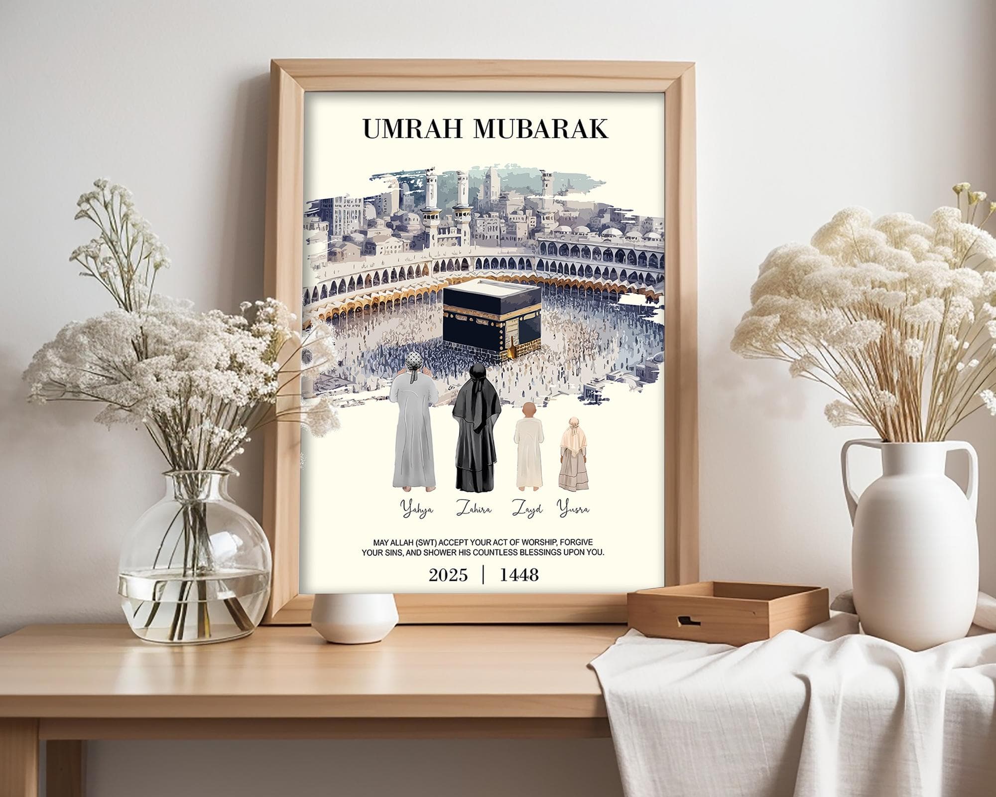 Personalized Umrah Mubarak Digital Design, Custom Umrah Gift with Real Photo, Kaaba Background, Dua and Name Islamic Printing - image 5