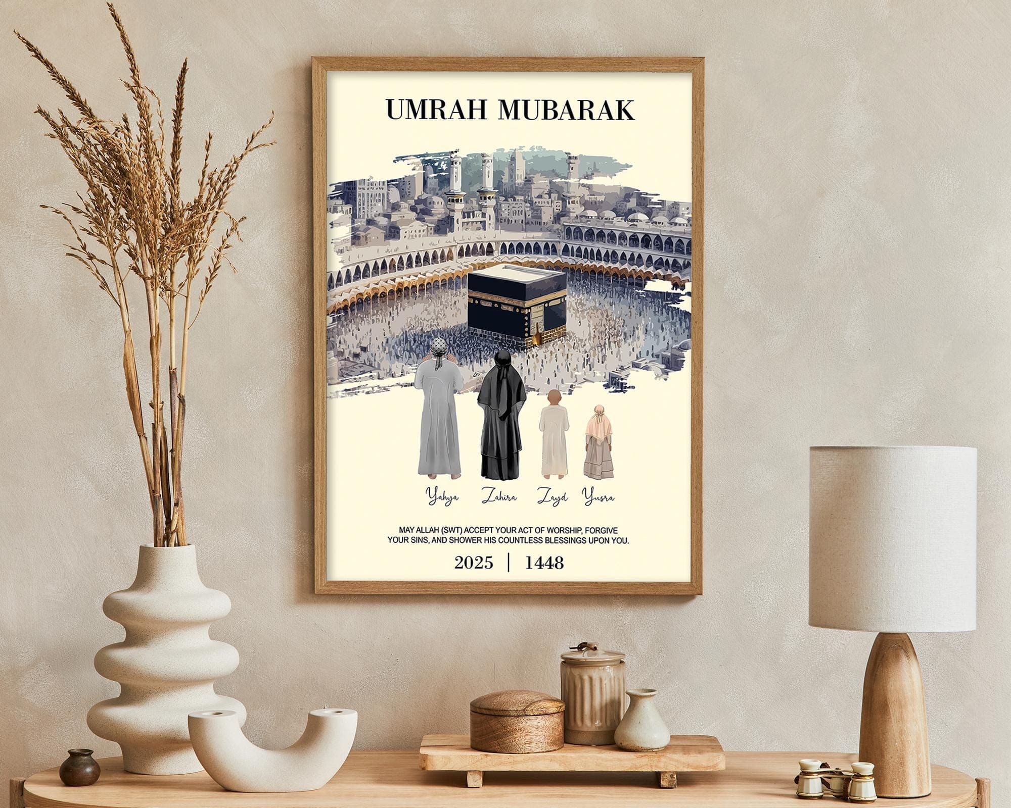 Personalized Umrah Mubarak Digital Design, Custom Umrah Gift with Real Photo, Kaaba Background, Dua and Name Islamic Printing - image 4