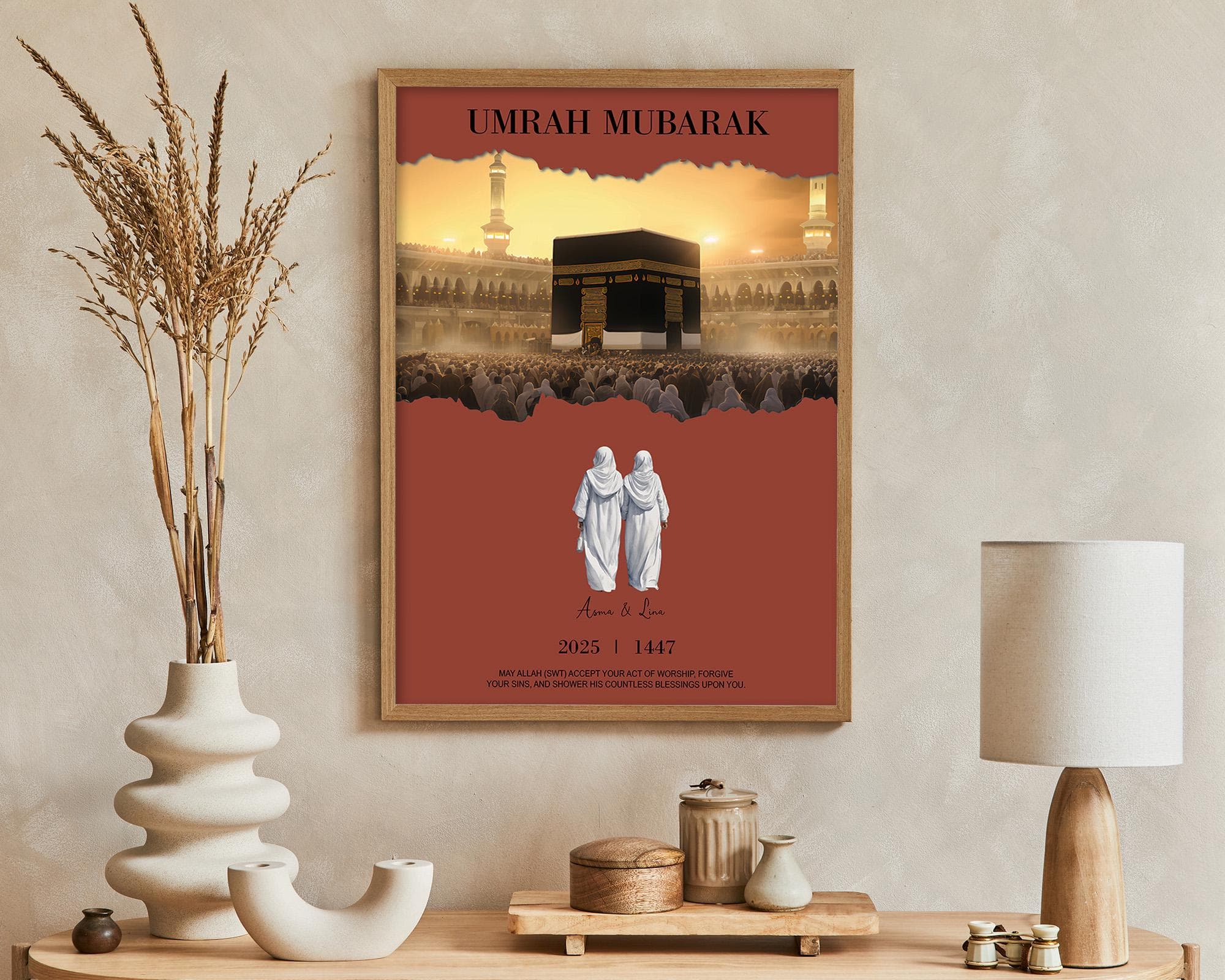 Hajj & Umrah Personalized Digital Print, Islamic Wall Art, Custom Gift for Pilgrims, Printable Decor