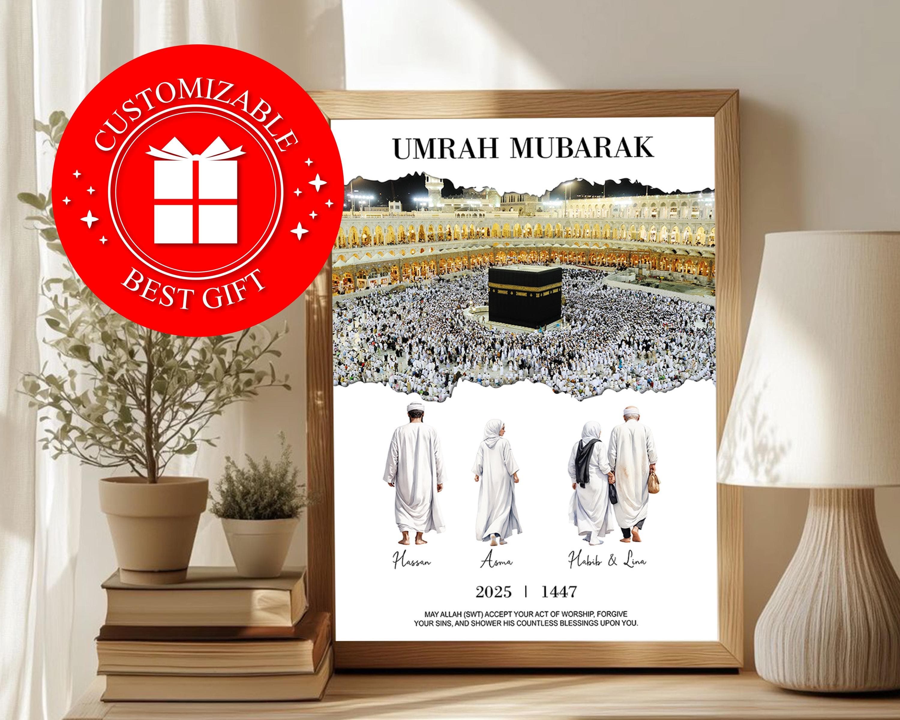 Personalised Umrah Journey Print, Digital Downloadable Art, Islamic Gift for Her Him, Custom Design