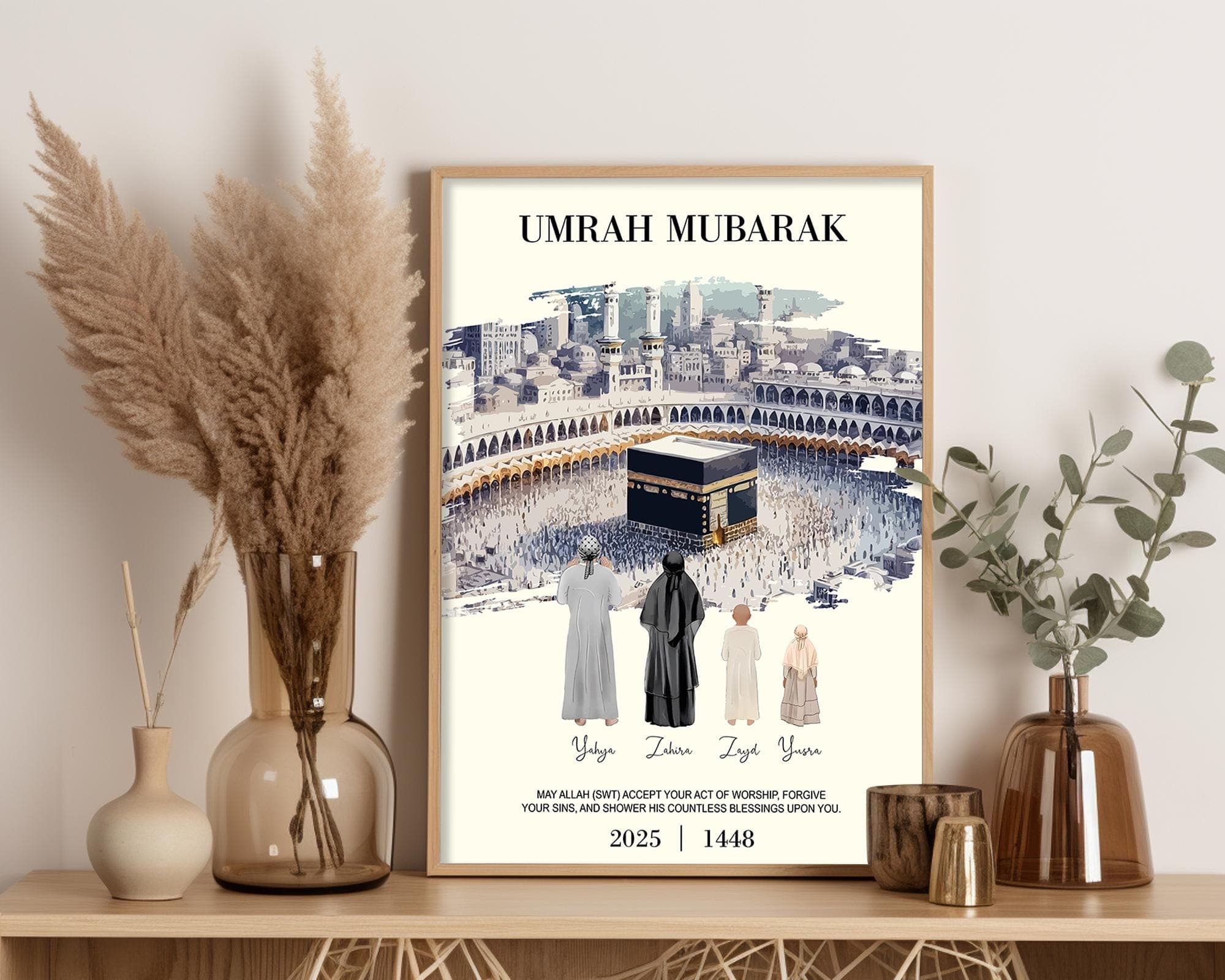 Personalized Umrah Mubarak Digital Design, Custom Umrah Gift with Real Photo, Kaaba Background, Dua and Name Islamic Printing - image 3