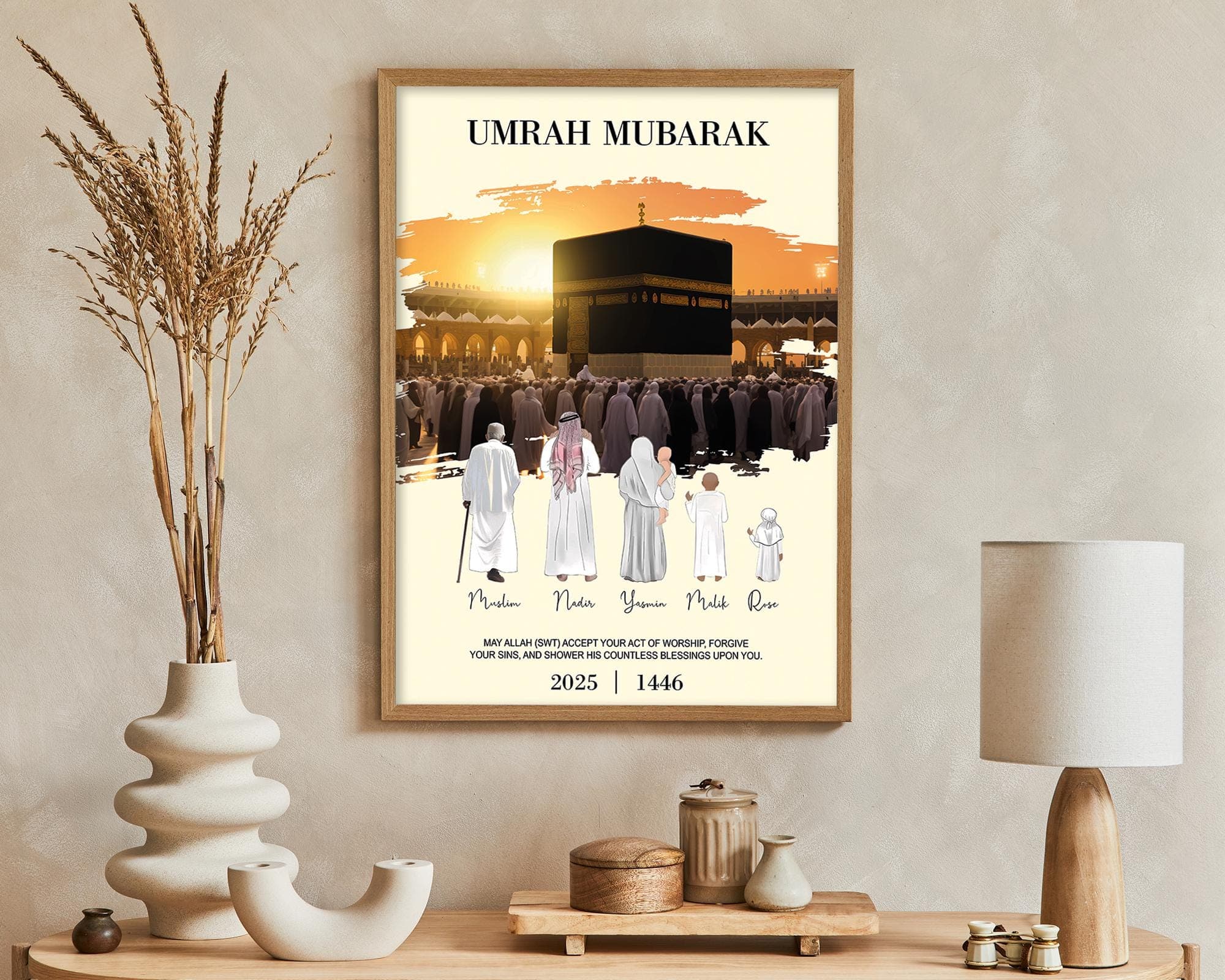 Personalized Umrah Digital Download, Islamic Wall Art, Custom Muslim Family Poster, Eid Mubarak Home Decor, Umrah 2026 Gift - image 4