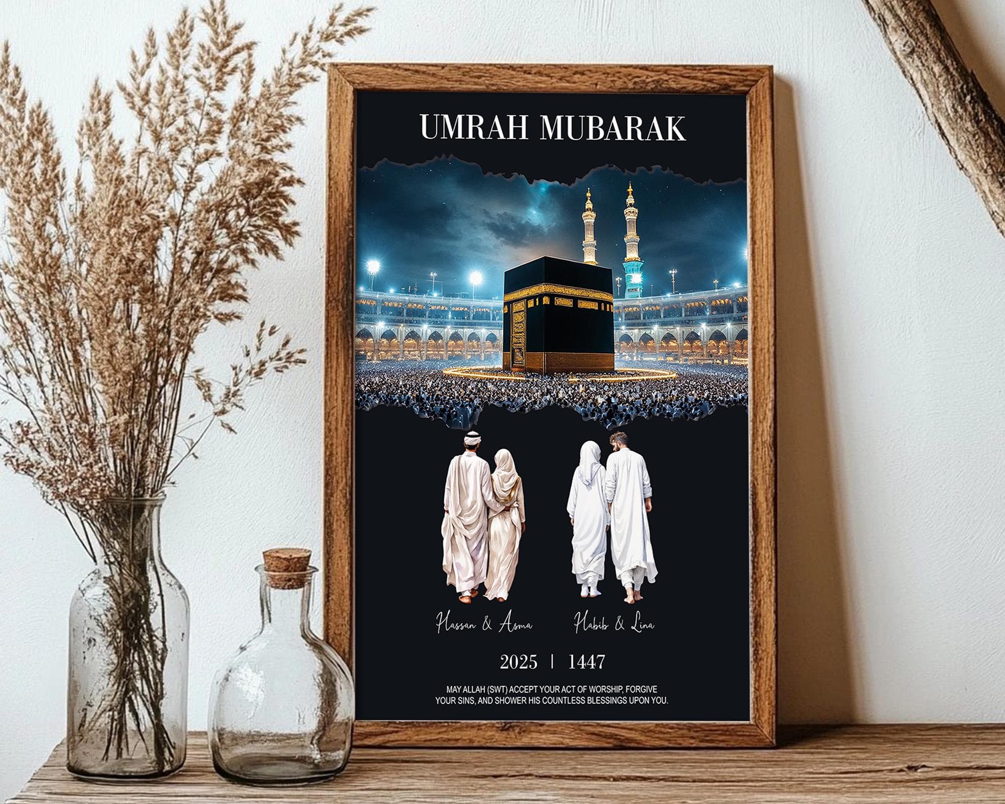 Umrah Mubarak Custom Digital Print, Islamic Calligraphy Art, Personalized Gift for Muslim Family - image 3