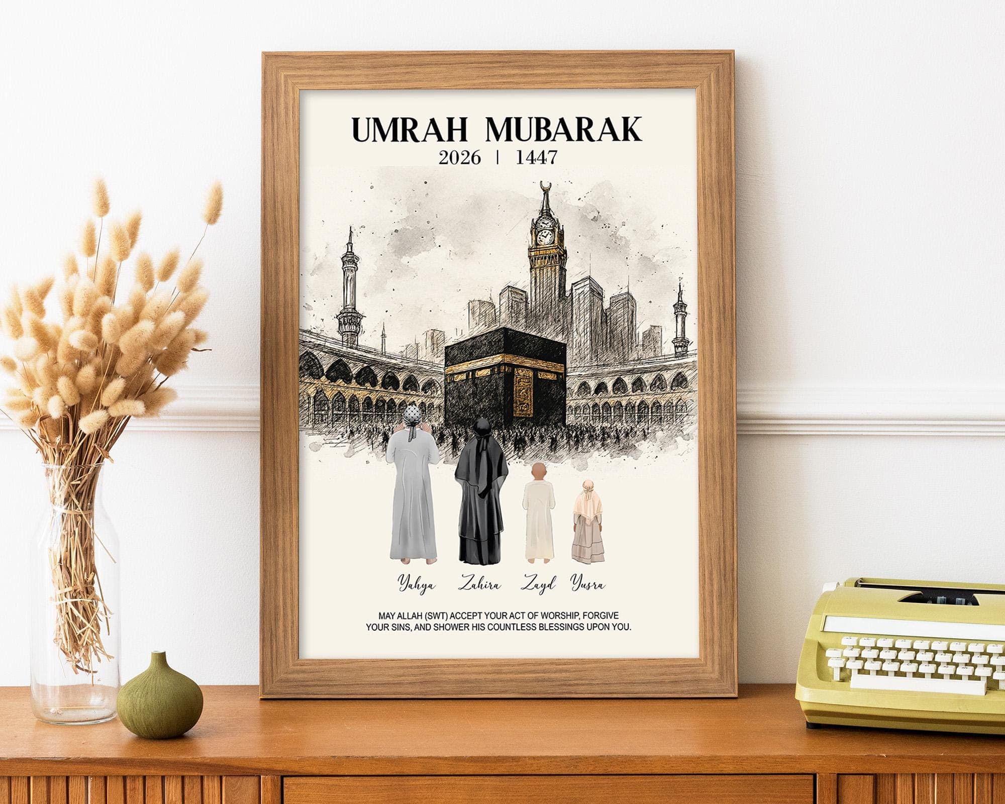 Custom Umrah Gift for Family, Personalized Umrah Mubarak Print, Hajj and Umrah Poster, Digital Download, Umrah Geschenke, Omra Moubarak - image 4