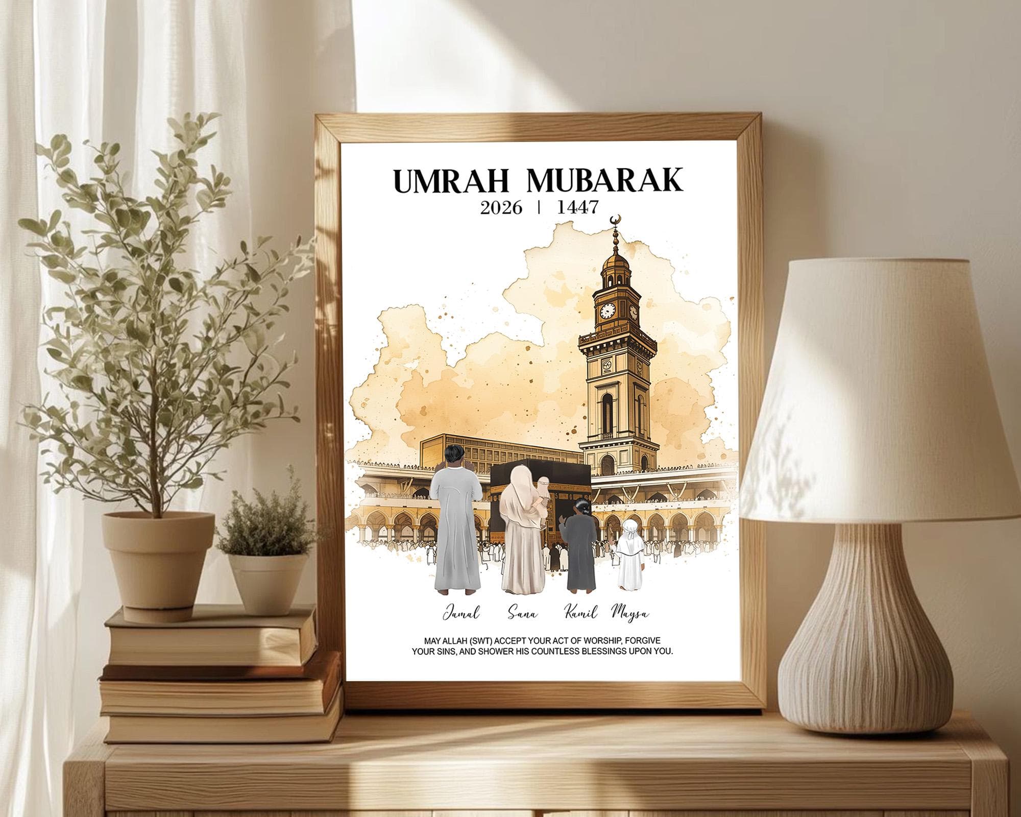 Custom Umrah Gift, Personalized Hajj and Umrah Print, Islamic Art Souvenir, Umrah Mubarak Poster, Digital Download Home Decor, Omra Moubarak - image 3