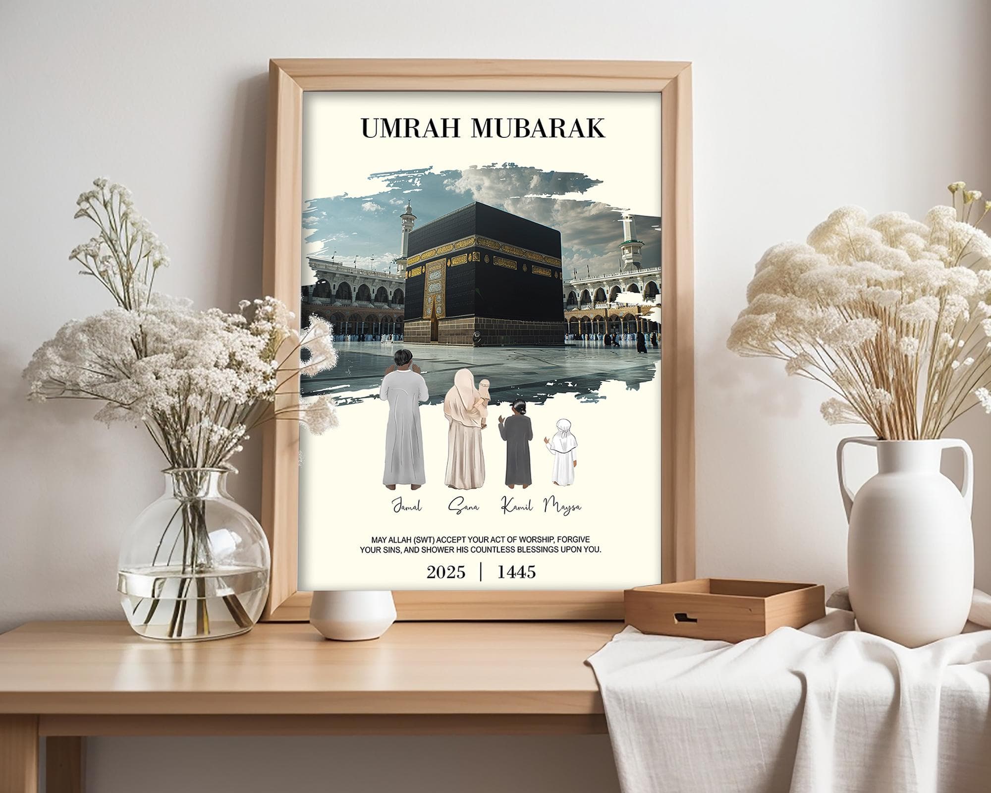 Custom Umrah Mubarak Digital Print, Islamic Wall Art, Personalized Muslim Family Poster, Eid Mubarak Home Decor, 2025 Gift - image 4