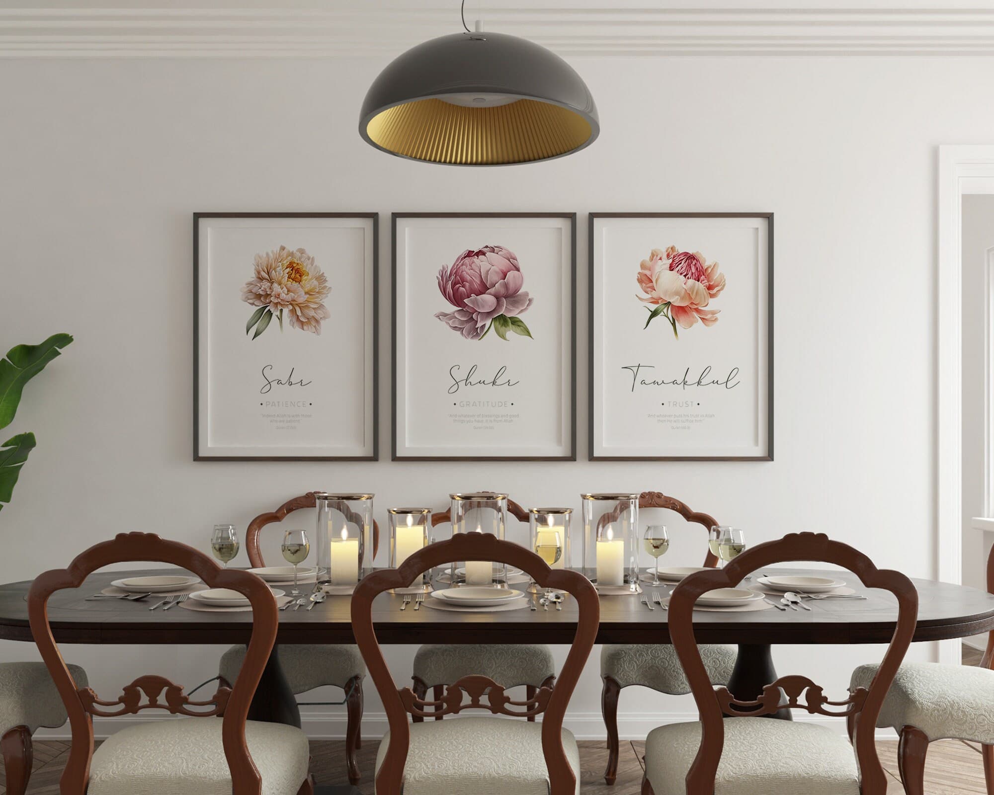 Elevate your surroundings with our Etsy-exclusive Set of 3 Islamic Digital Art Prints. These printable wall art pieces seamlessly combine contemporary design and spiritual depth, featuring Quranic verses on Sabr, Shukr, and Tawakkul.
