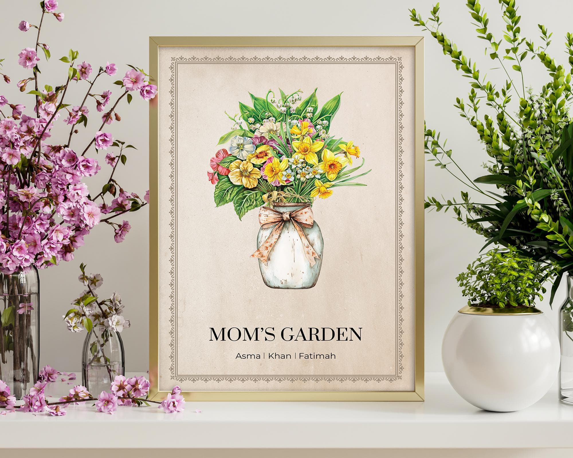 Birth Flowers Family Print, Mother's Day Gift for Grandma, Custom Birth Month Bouquet Art, Personalized Birthday Gift, Digital Download - image 3