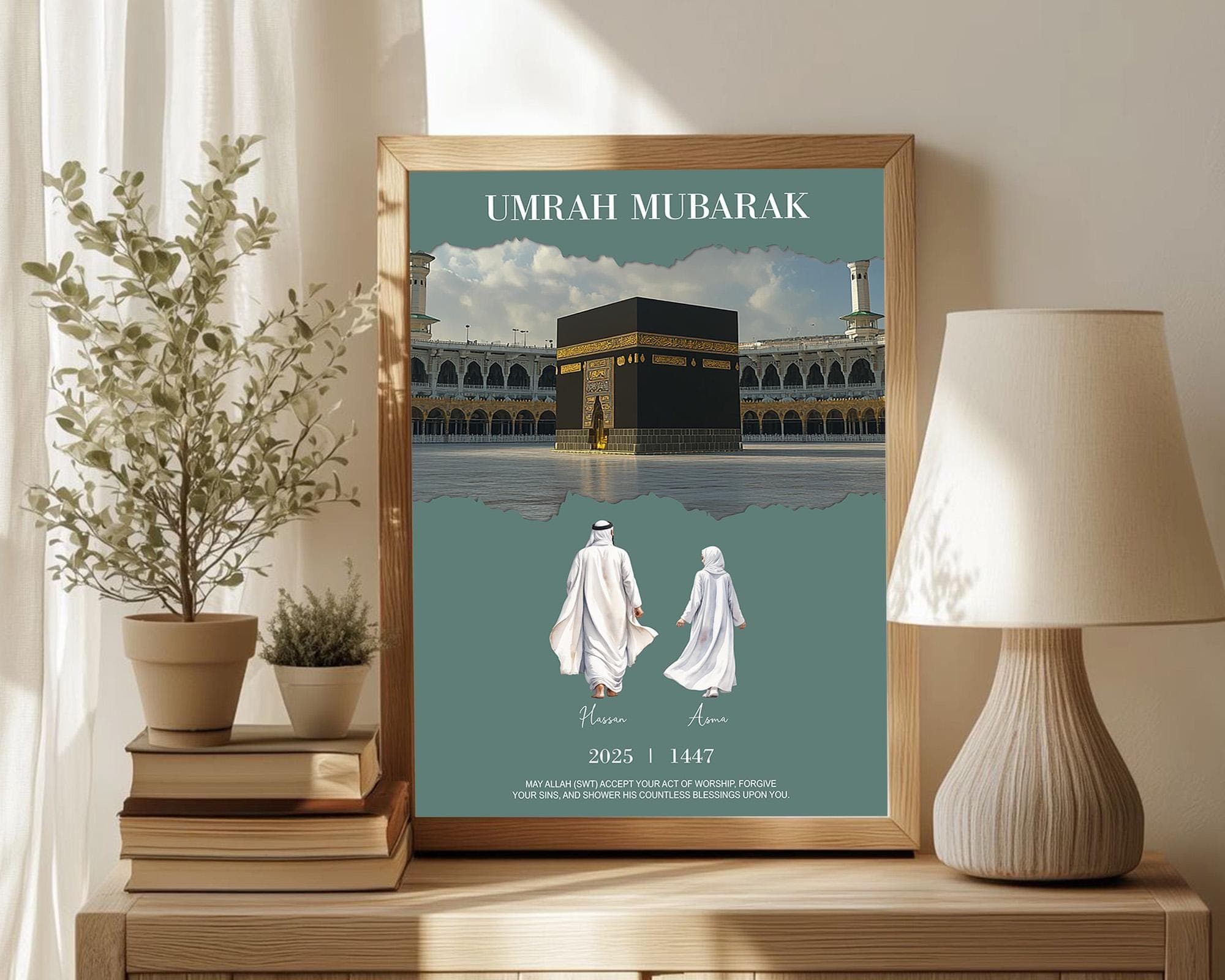 Custom Umrah Gift Digital Art, Personalised Mubarak Print, Islamic Wall Decor, Instant Download - image 3