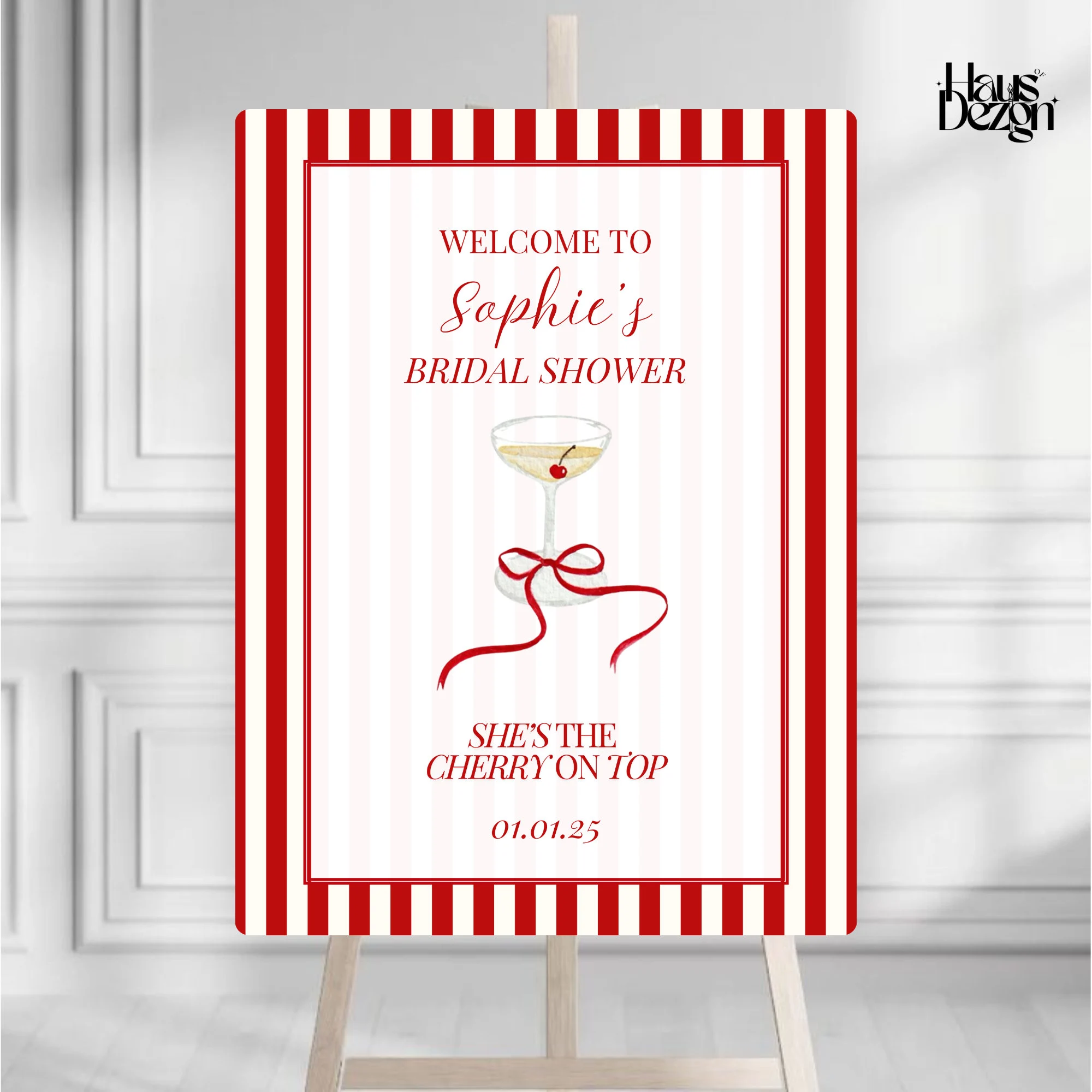 Cherry on top, Welcome Sign, Coquette Cherry Bridal Shower Sign, Cocktail, Girly Cherry Welcome Sign, Digital Download