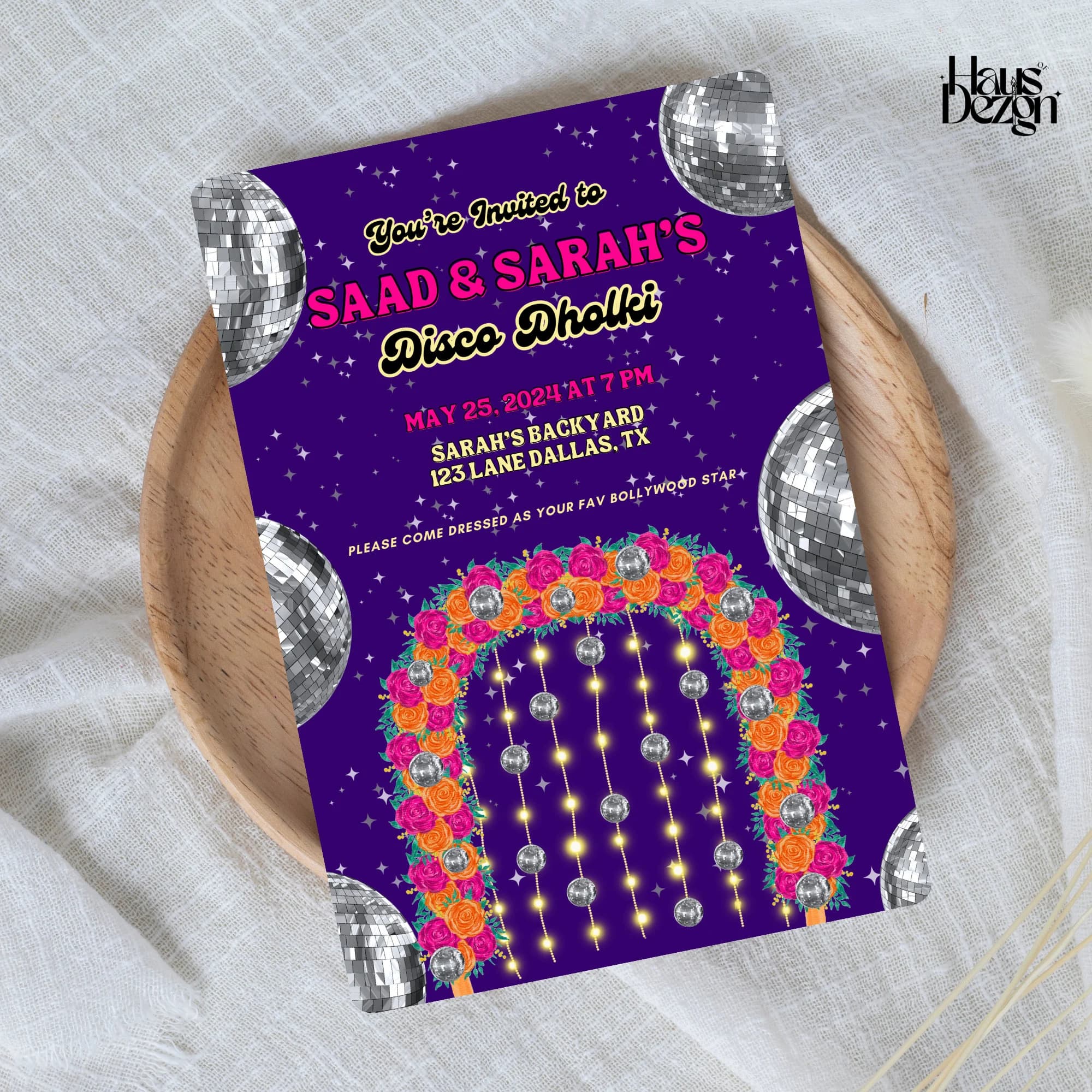Disco Dholki Theme Invitation- Bollywood- Mehndi- Mayoun- Pakistani- Indian- Dulhan- Bride- Digital Card Dohlki