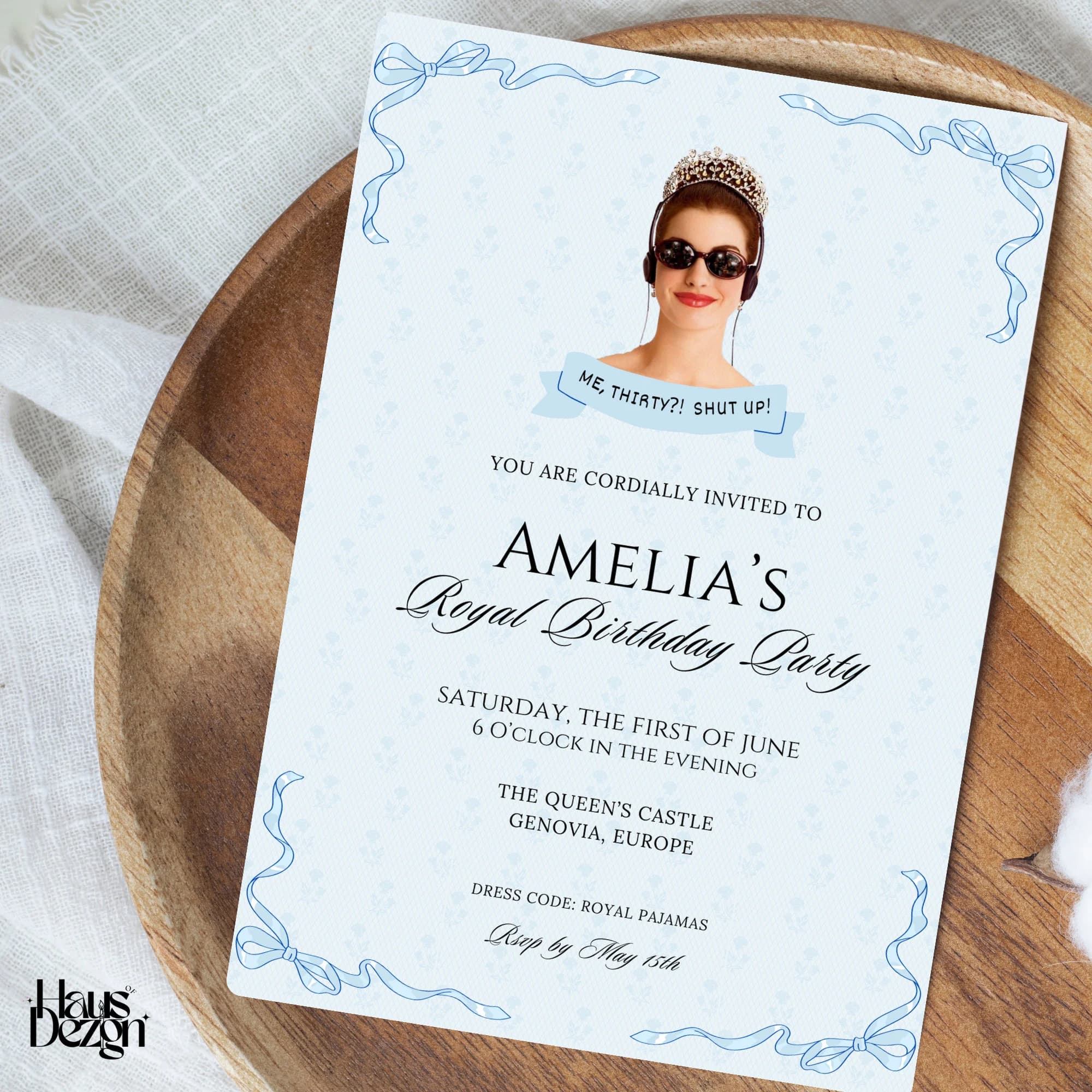 Princess Diaries Birthday Party Invitation, Editable Template, Royal Sleepover Invite, Genovia, Princess Theme Party, Bridal, Digital