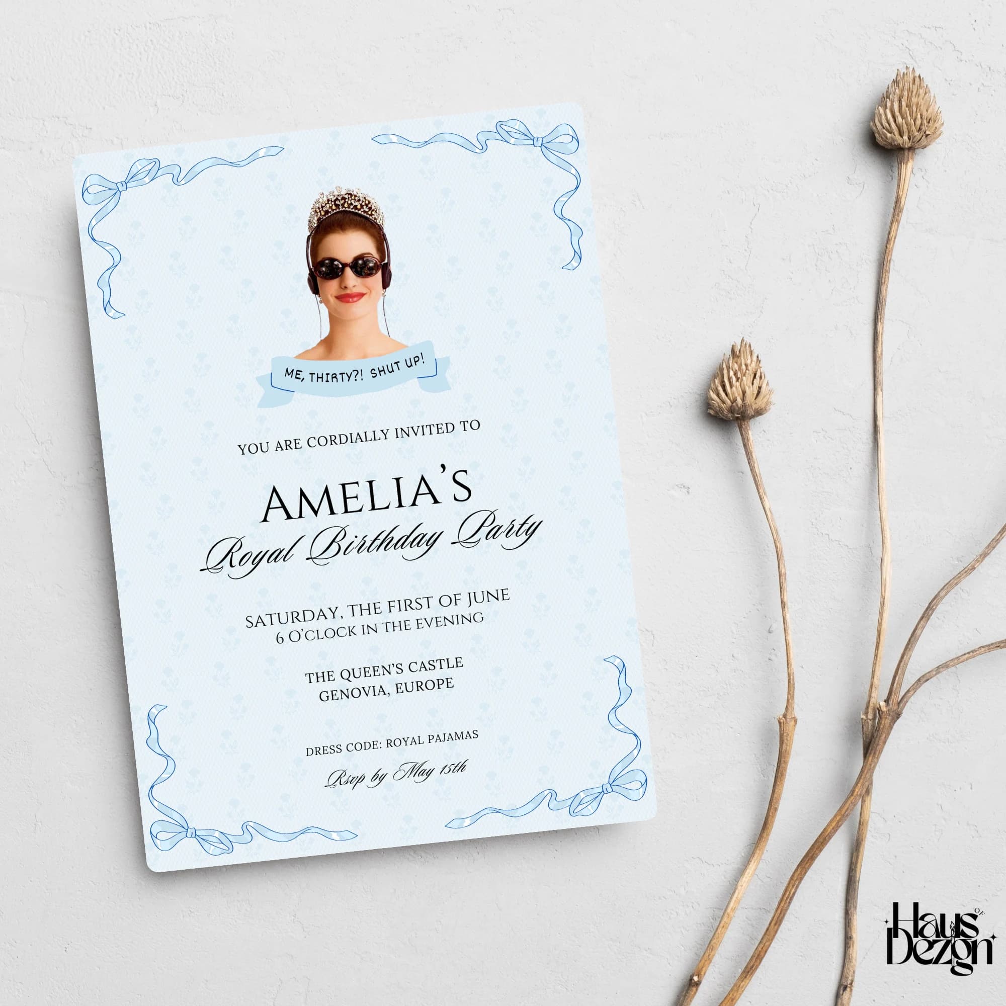 Princess Diaries Birthday Party Invitation, Editable Template, Royal Sleepover Invite, Genovia, Princess Theme Party, Bridal, Digital - image 4