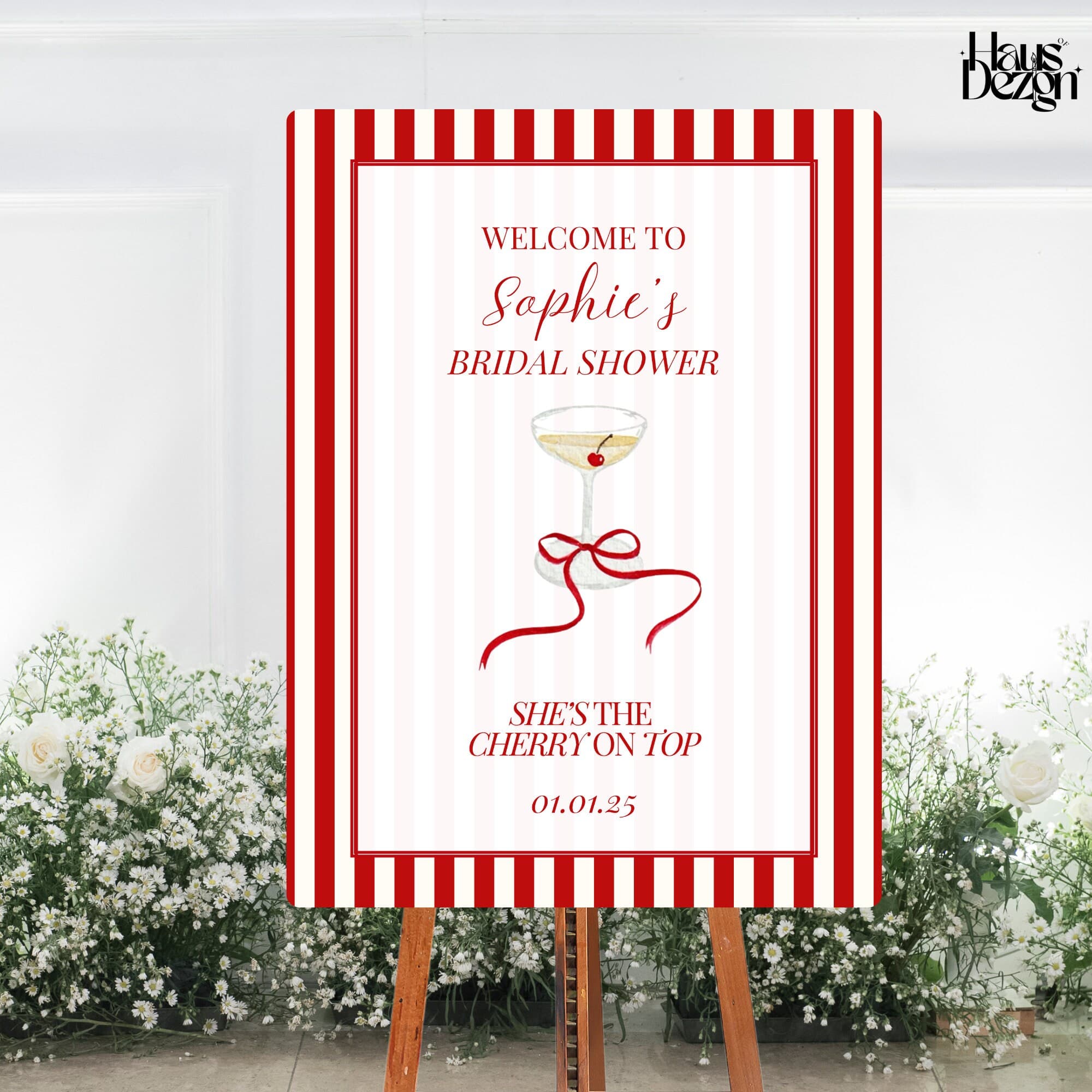 Cherry on top, Welcome Sign, Coquette Cherry Bridal Shower Sign, Cocktail, Girly Cherry Welcome Sign, Digital Download - image 4